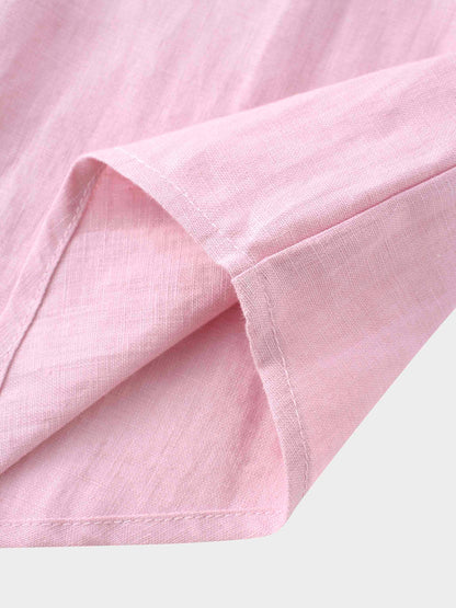 Linen Button Down Blouse-Blush