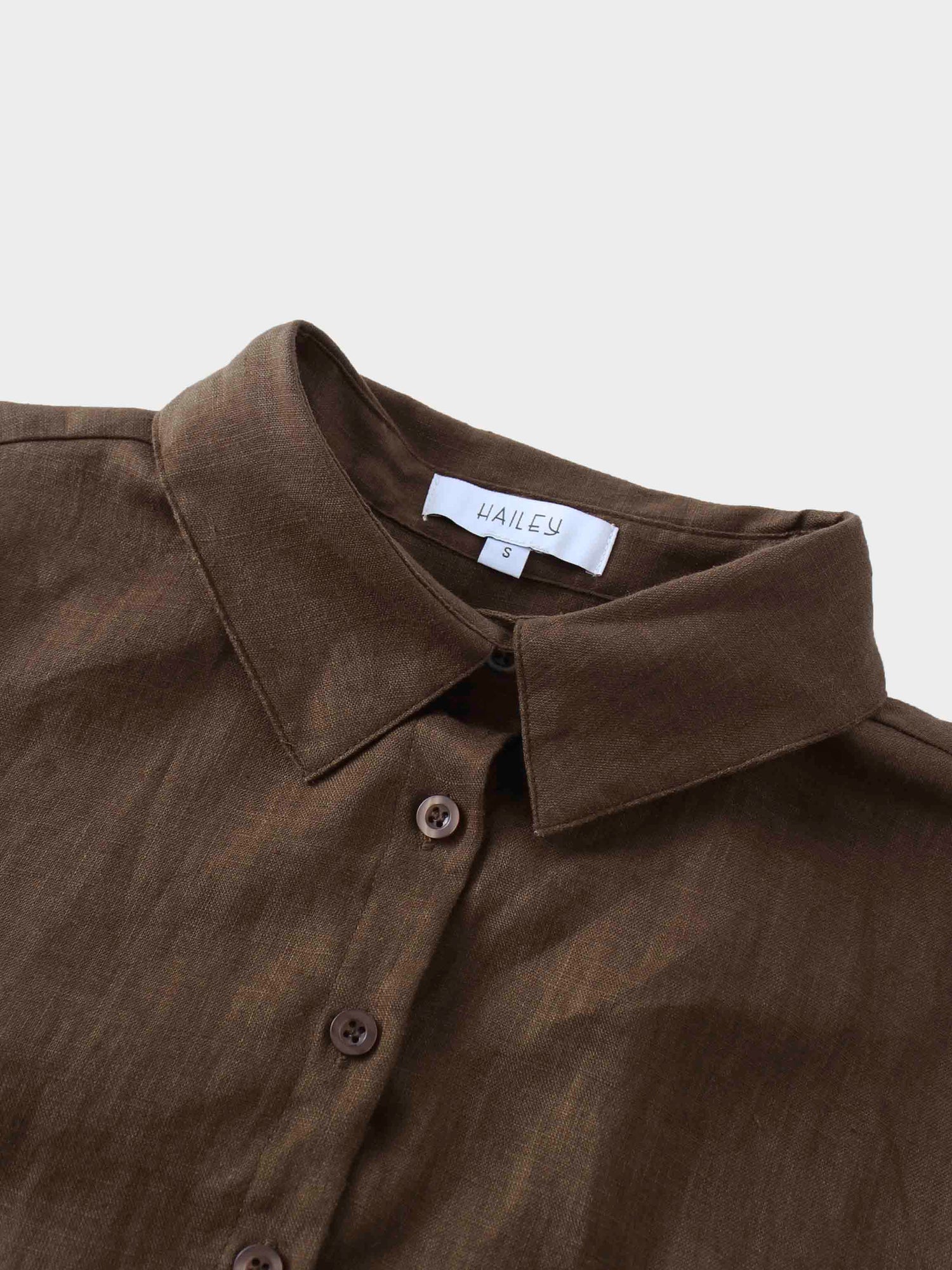 Linen Button Down Blouse-Brown
