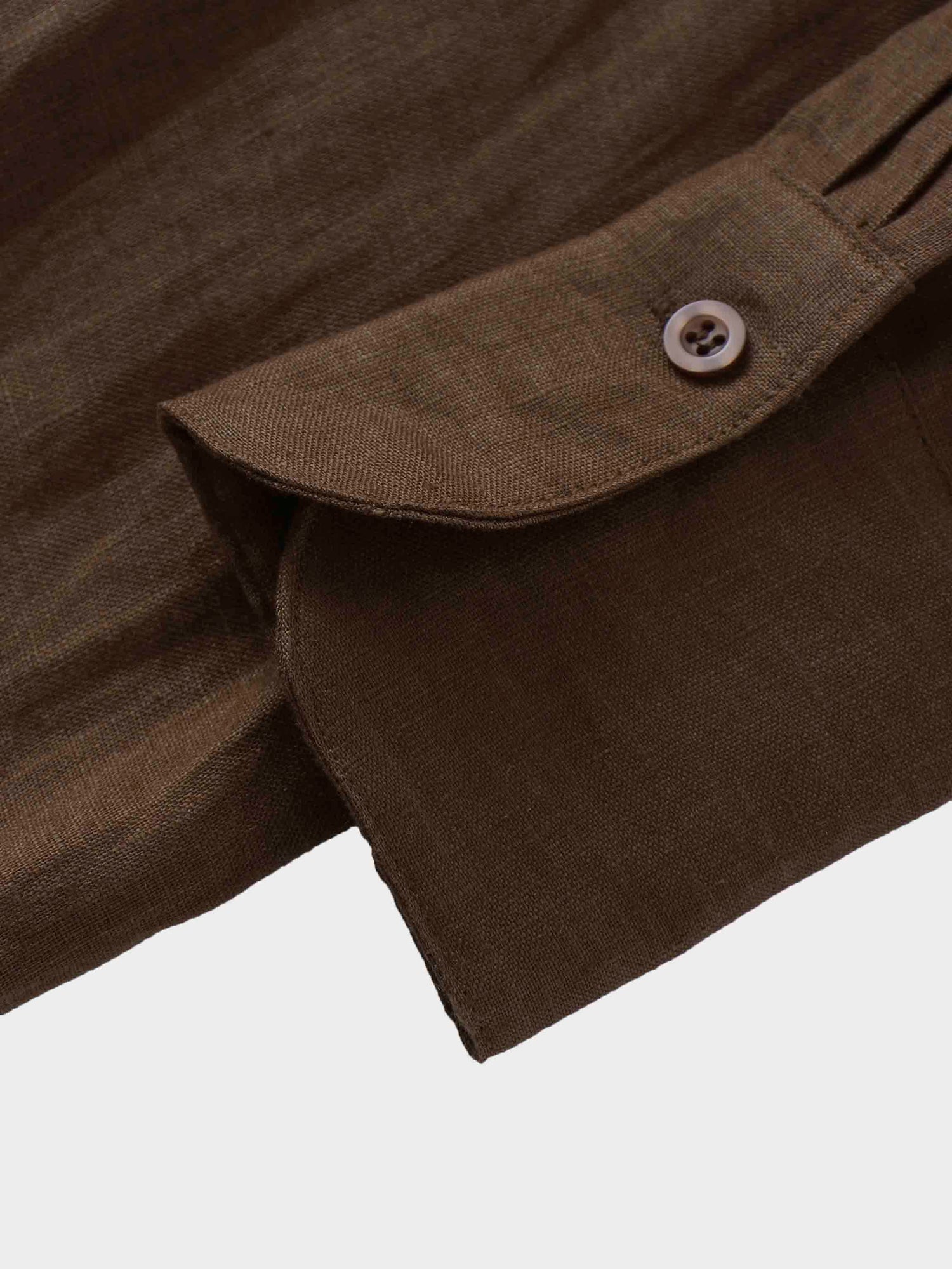 Linen Button Down Blouse-Brown