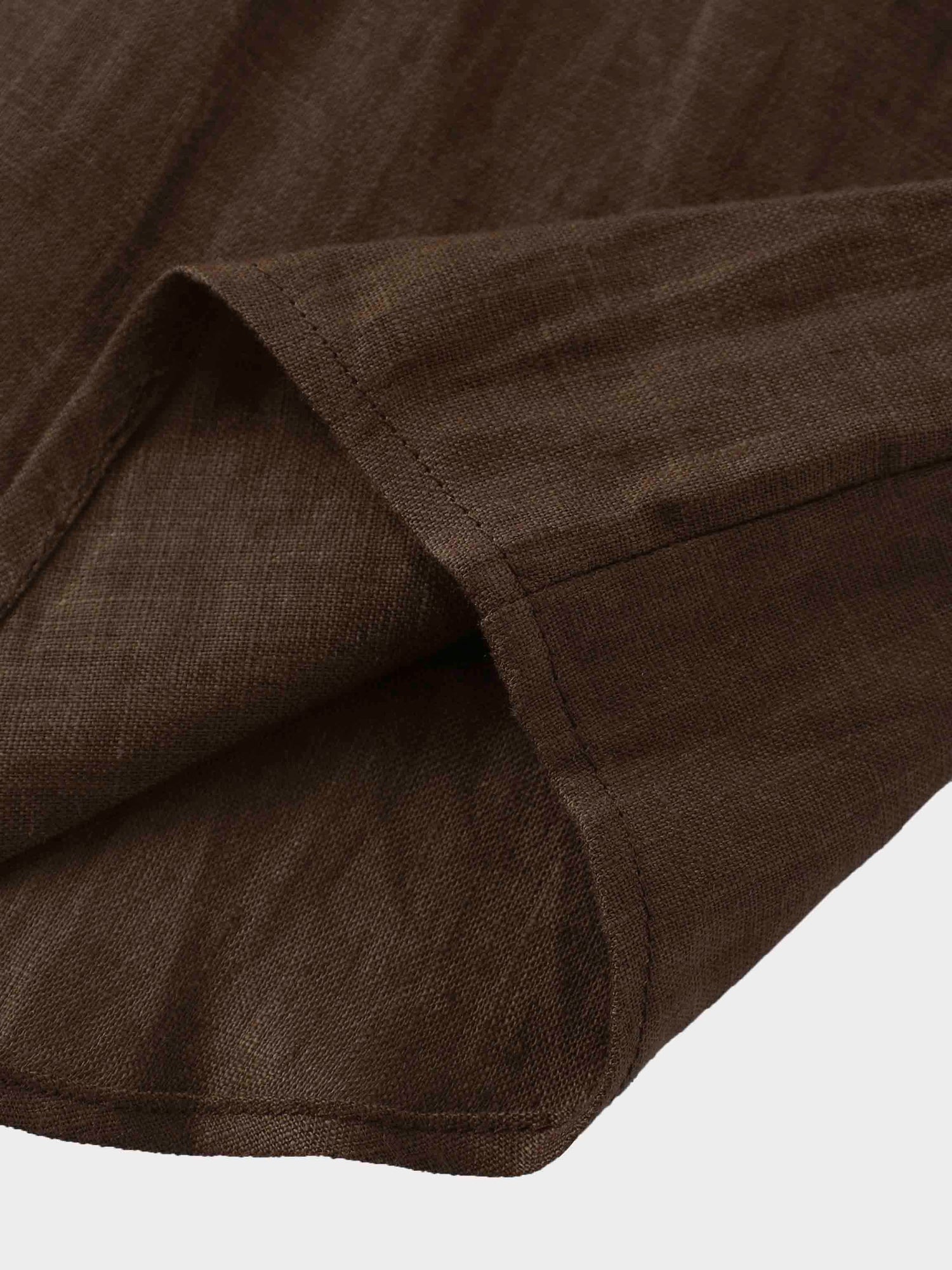 Linen Button Down Blouse-Brown