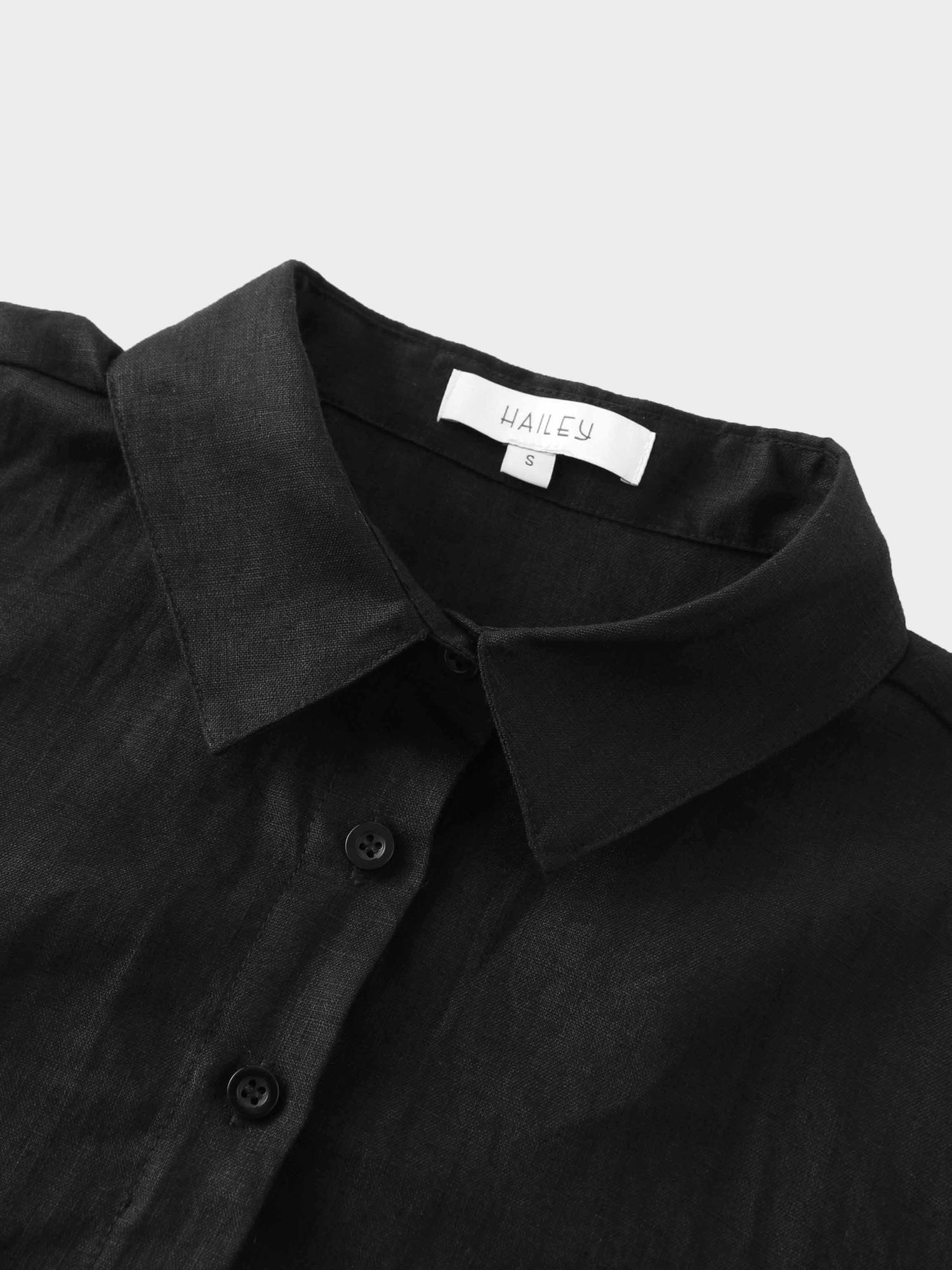 Linen Button Down Blouse-Black