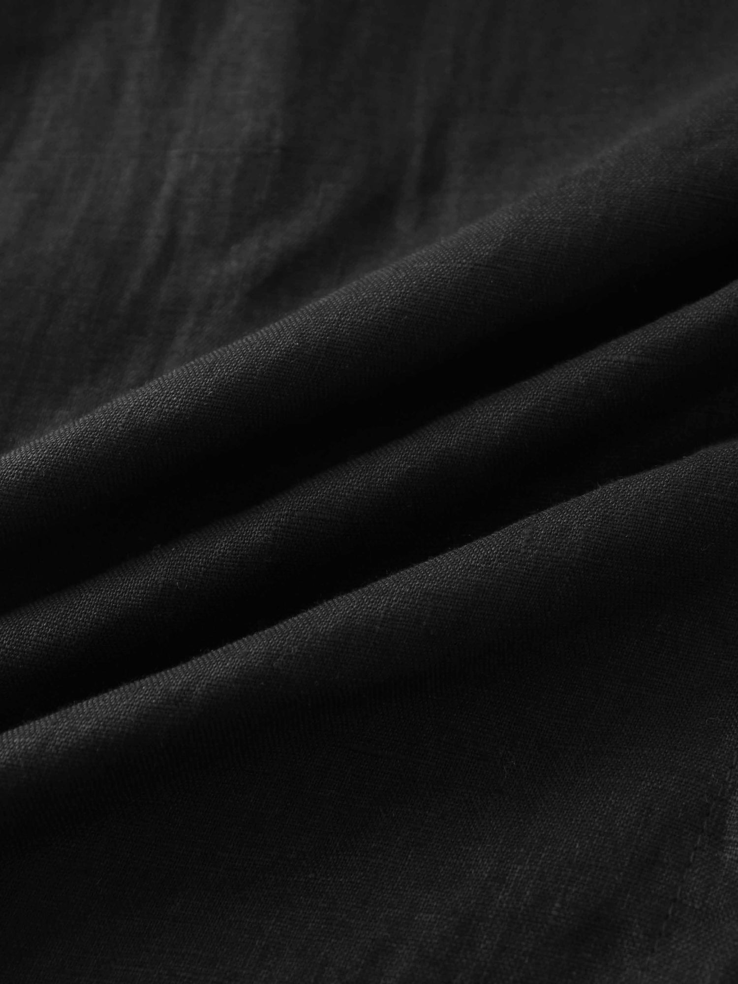 Linen Button Down Blouse-Black