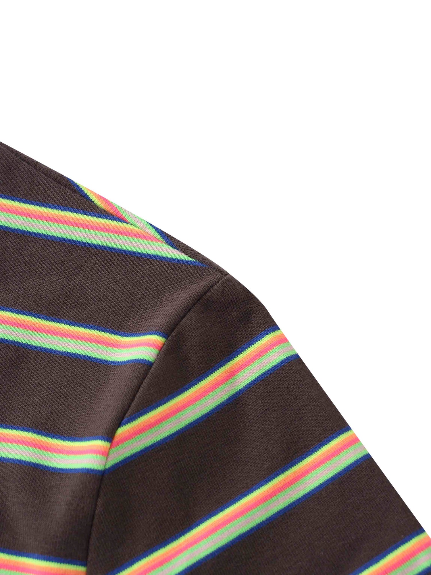 Flat Striped Crew Tee 3Q-Charcoal Grey/Neon Stripe