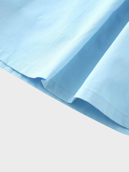 Stitch Down Cotton Pleated Skirt-Light Blue