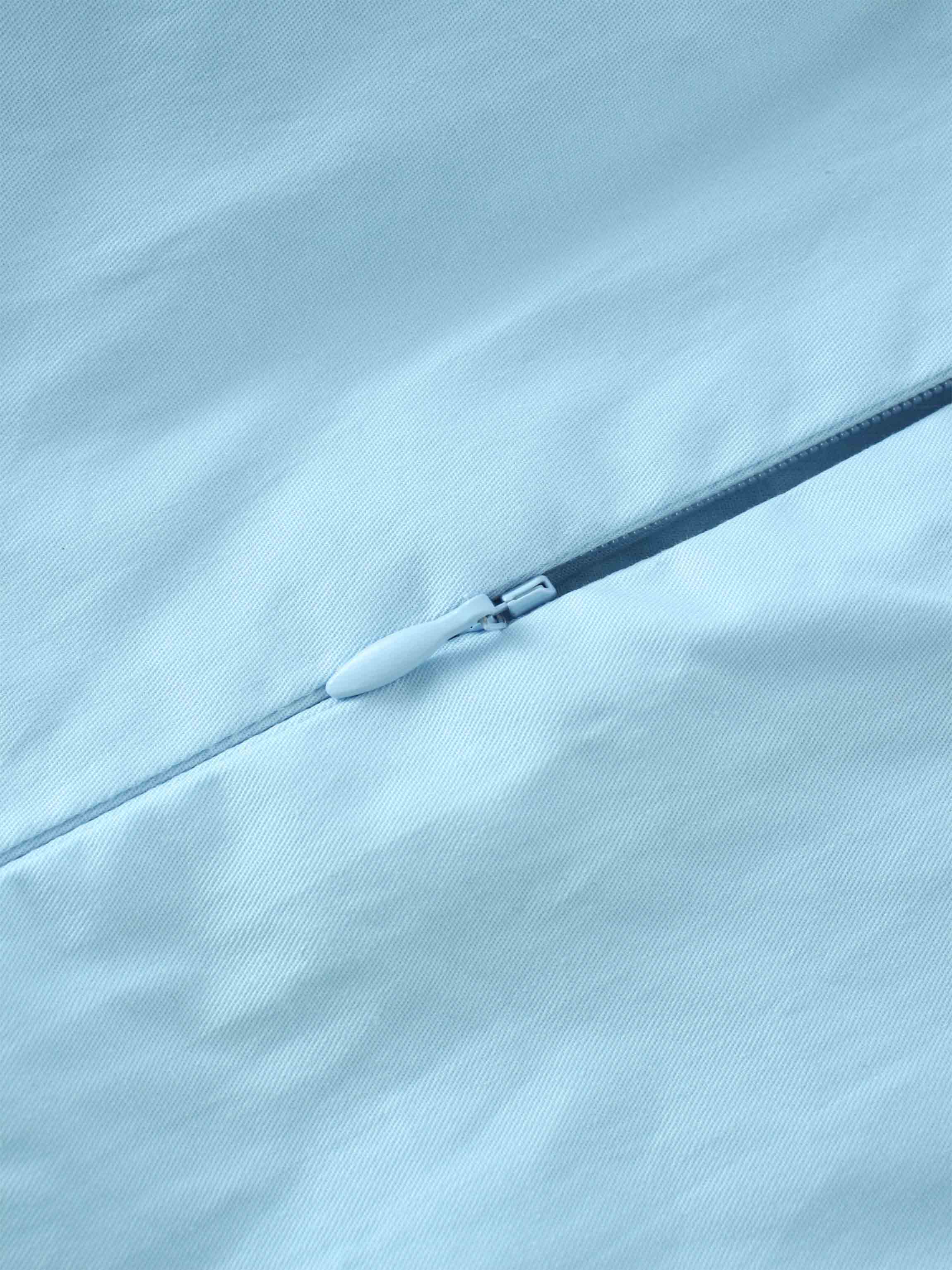 Stitch Down Cotton Pleated Skirt-Light Blue