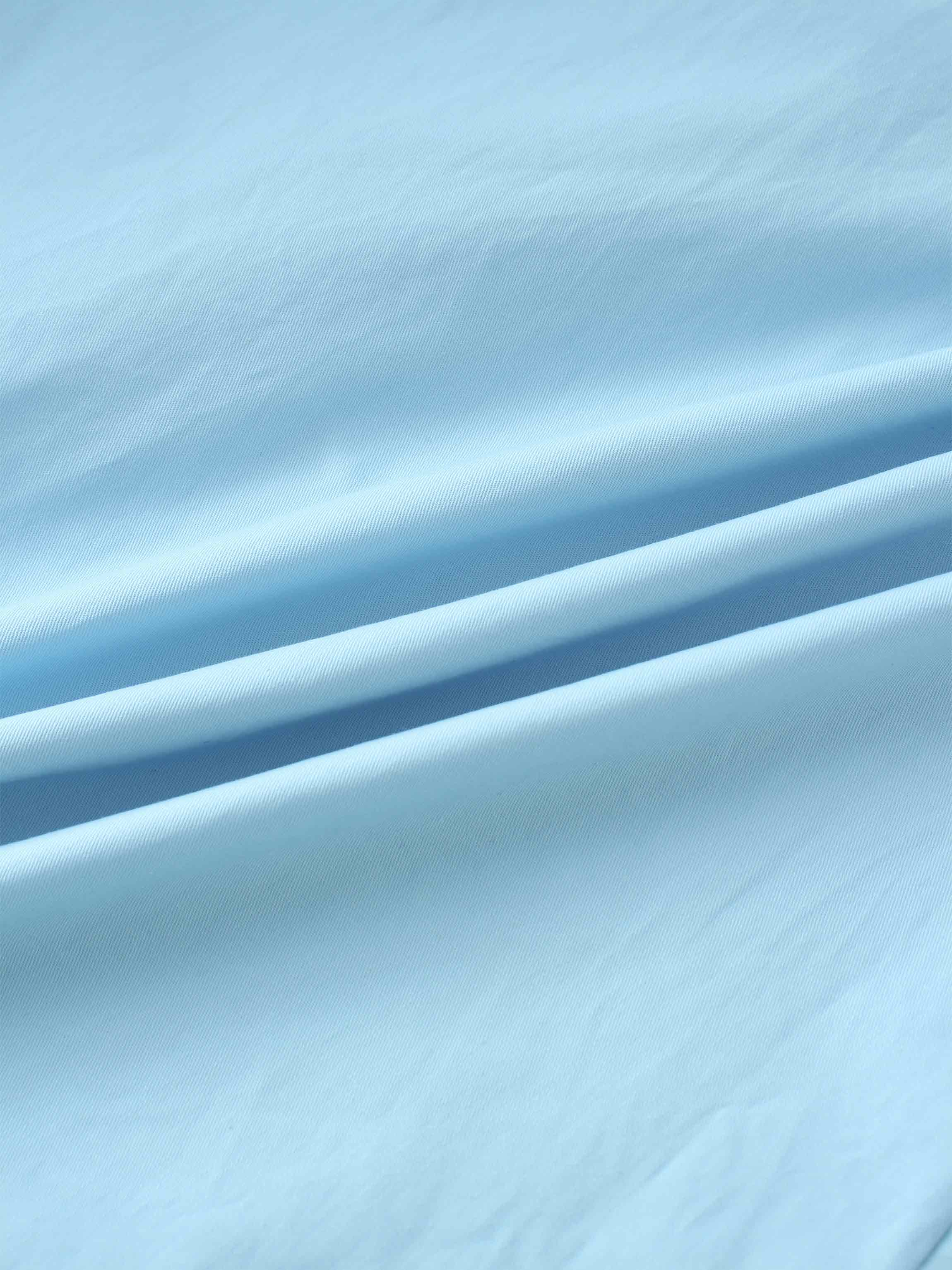 Stitch Down Cotton Pleated Skirt-Light Blue