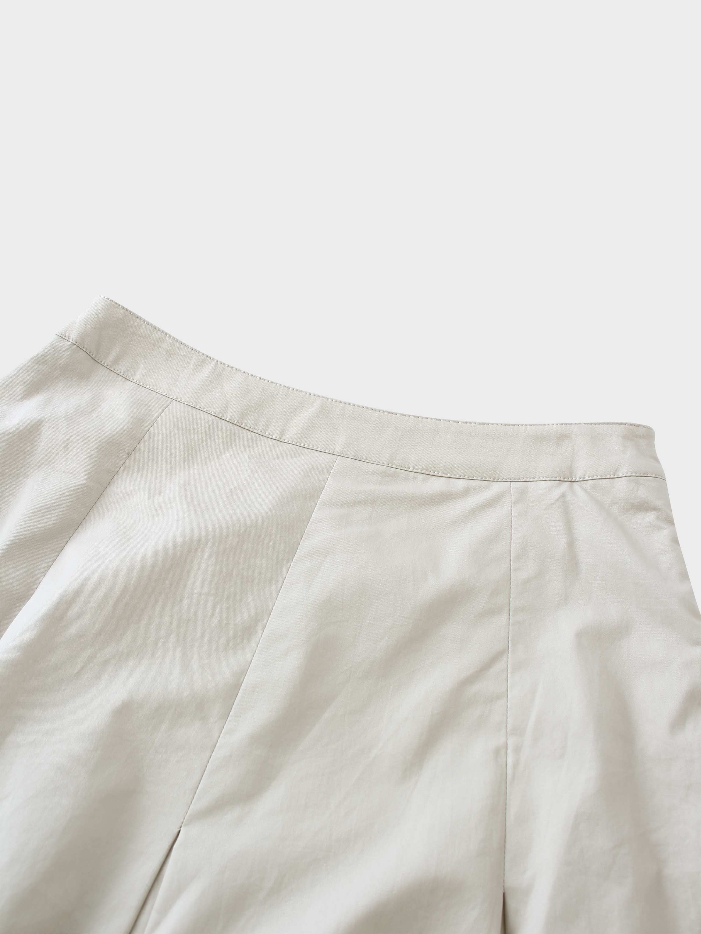Stitch Down Cotton Pleated Skirt-Light Grey