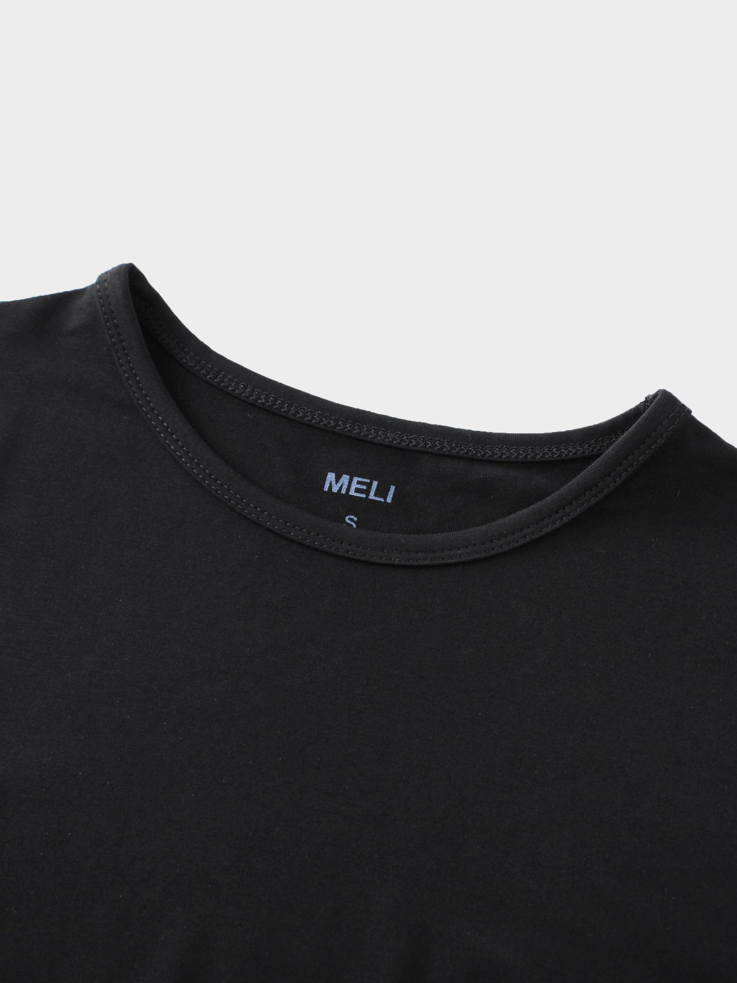 Curved Gathered Detailed T-Shirt-Black