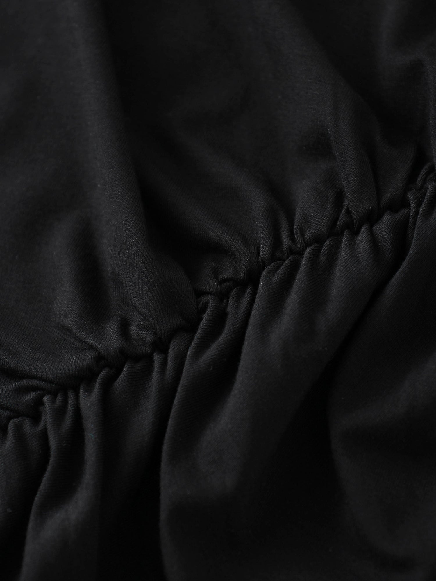Curved Gathered Detailed T-Shirt-Black