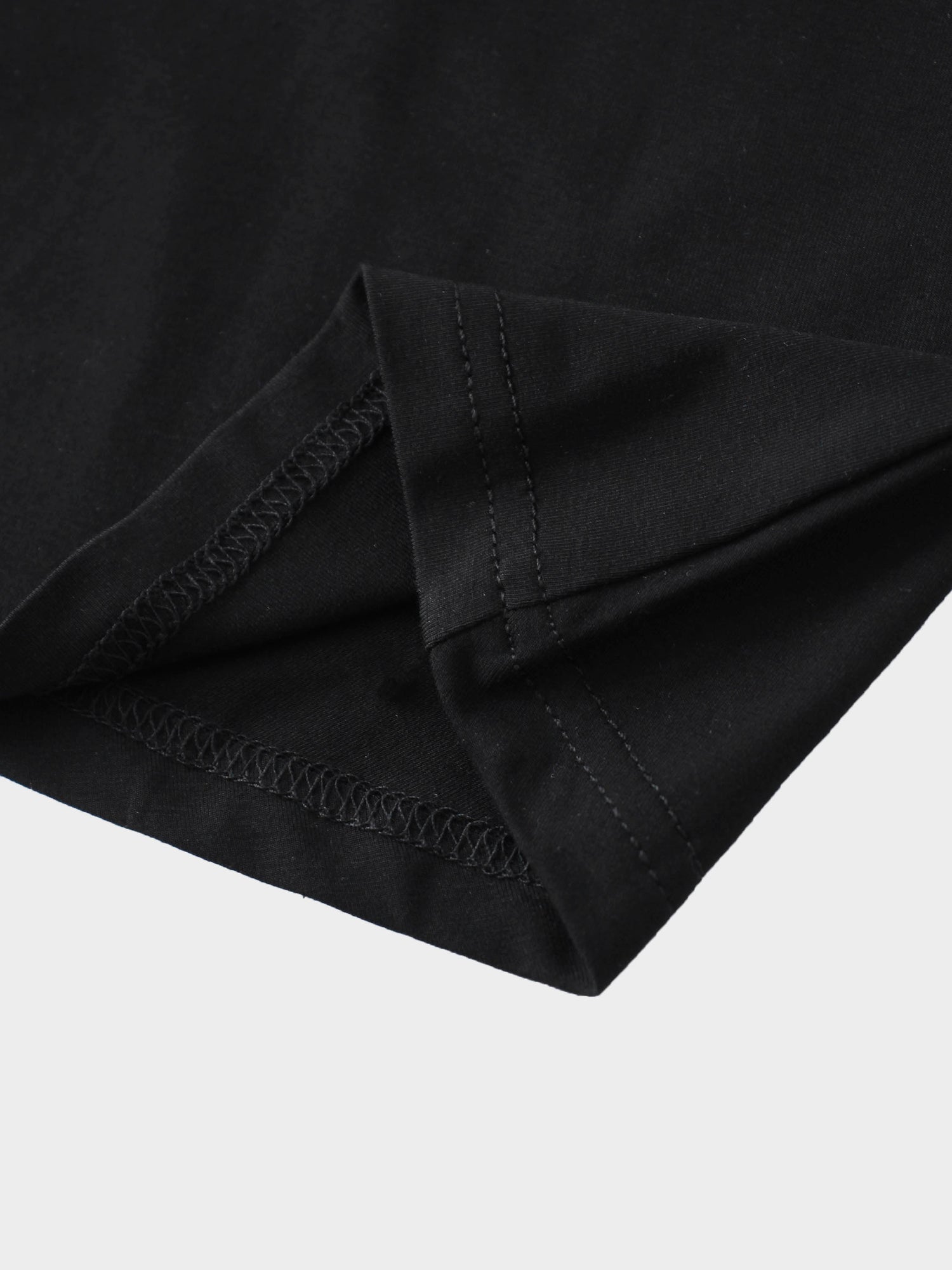 Curved Gathered Detailed T-Shirt-Black
