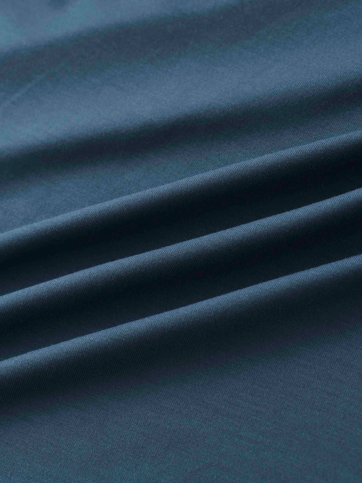 Curved Gathered Detailed T-Shirt-Denim Blue