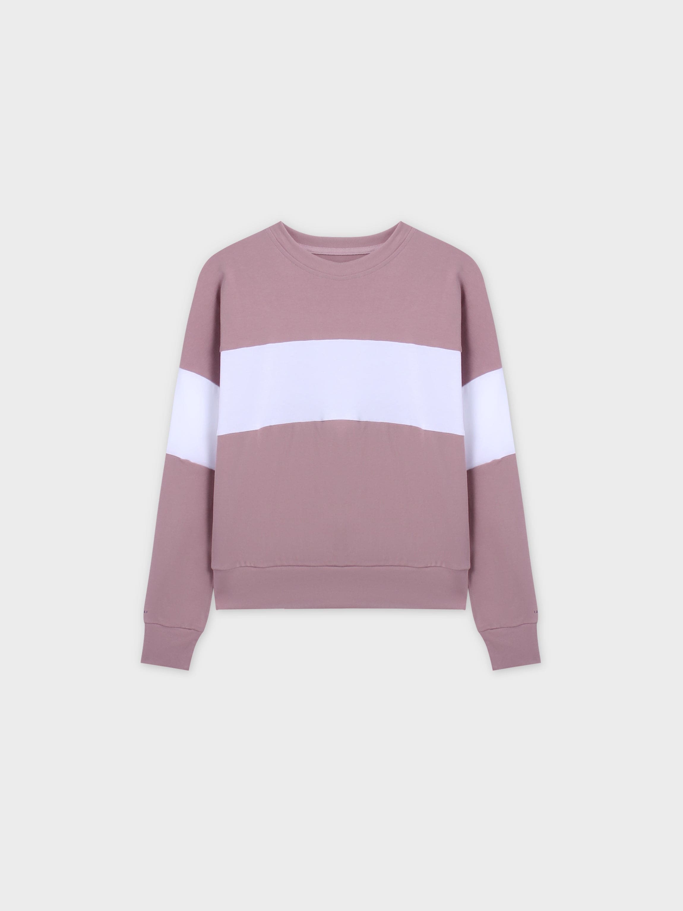 Wide Stripe Bomber-Rose/White