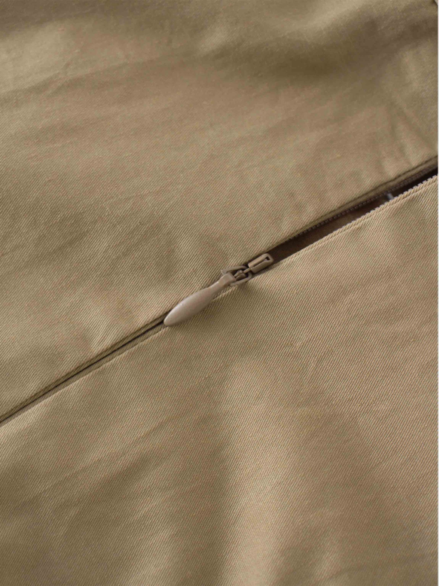 Stitch Down Cotton Pleated Skirt-Sand