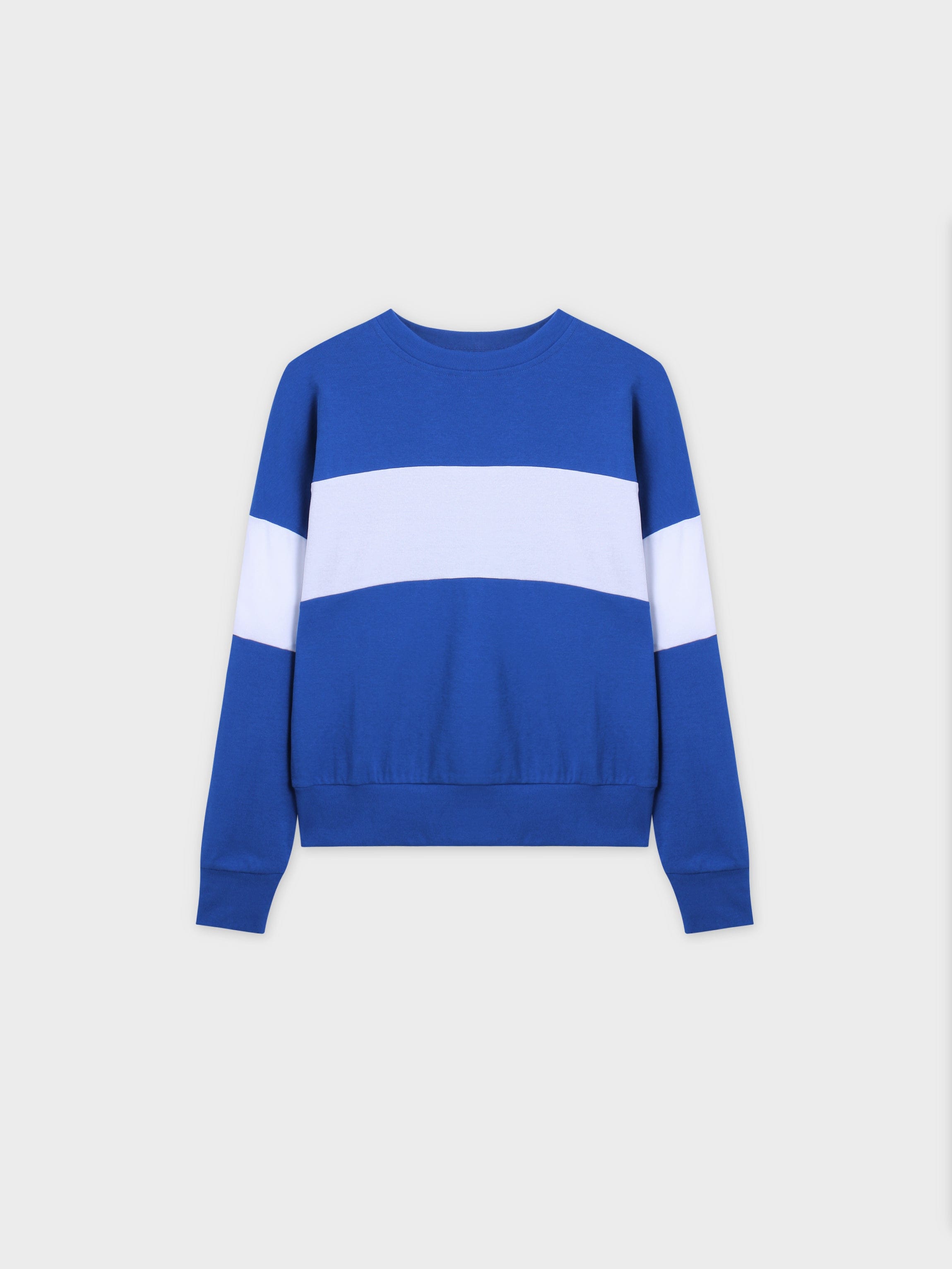 Wide Stripe Bomber-Cobalt Blue/White