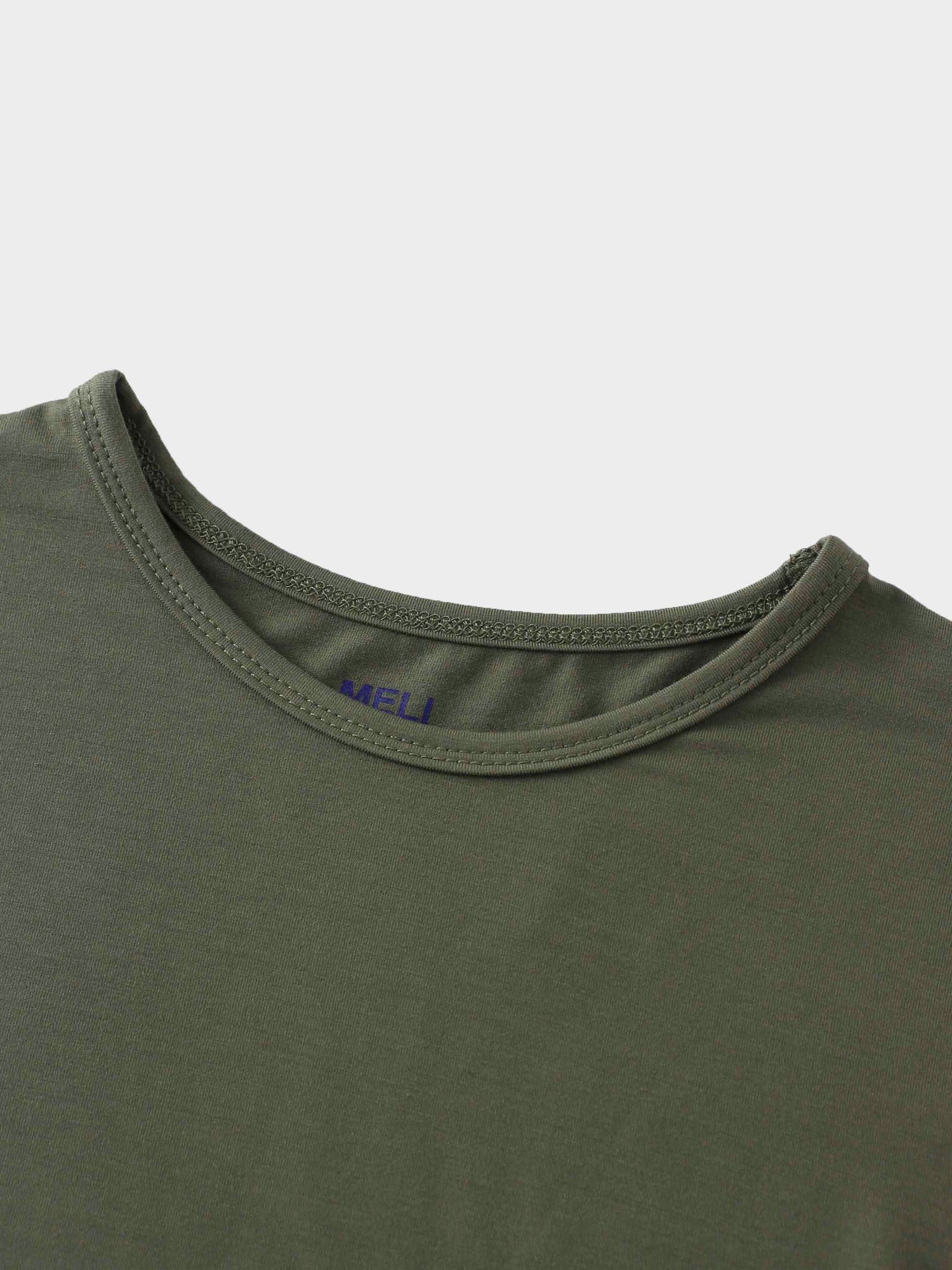 Curved Gathered Detailed T-Shirt-Olive