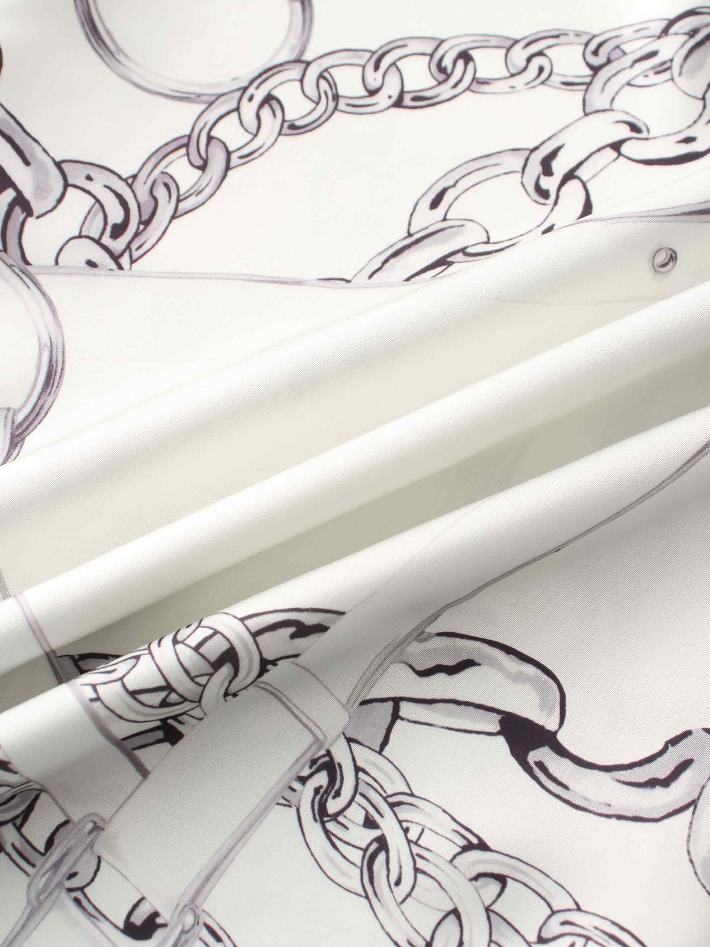 Faux Satin Crop Swing Top-Chains