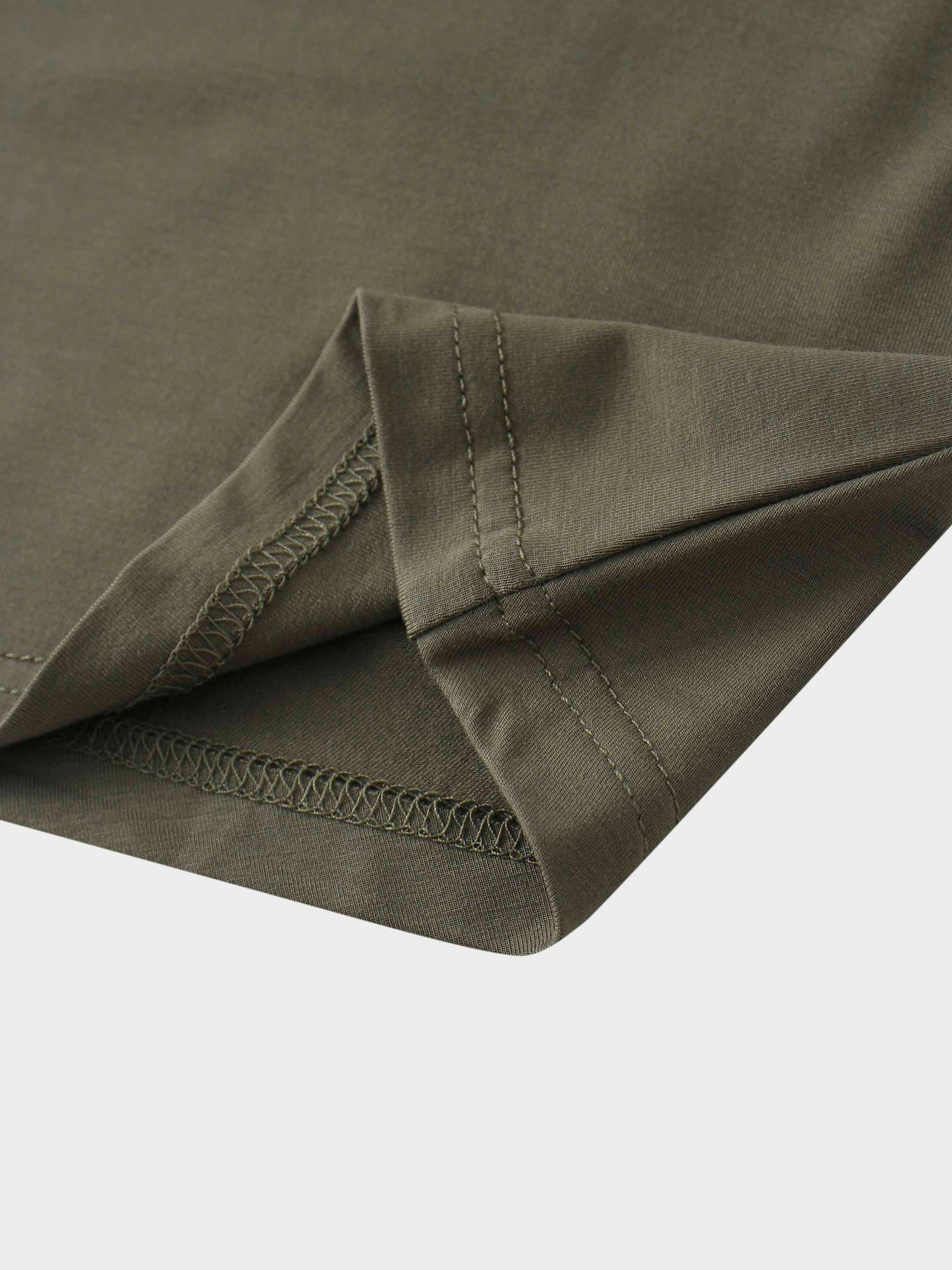 Curved Gathered Detailed T-Shirt-Olive