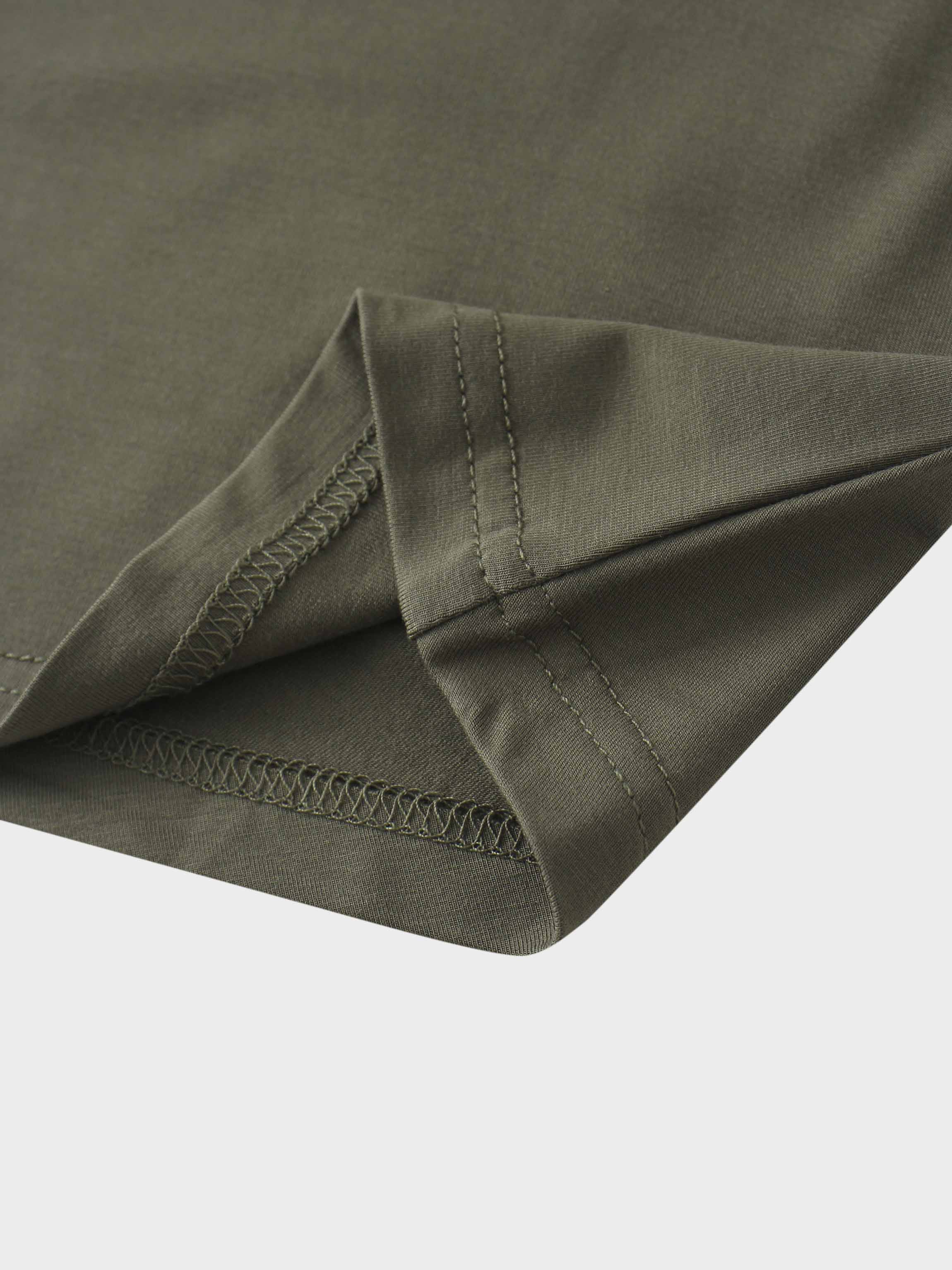 Curved Gathered Detailed T-Shirt-Olive