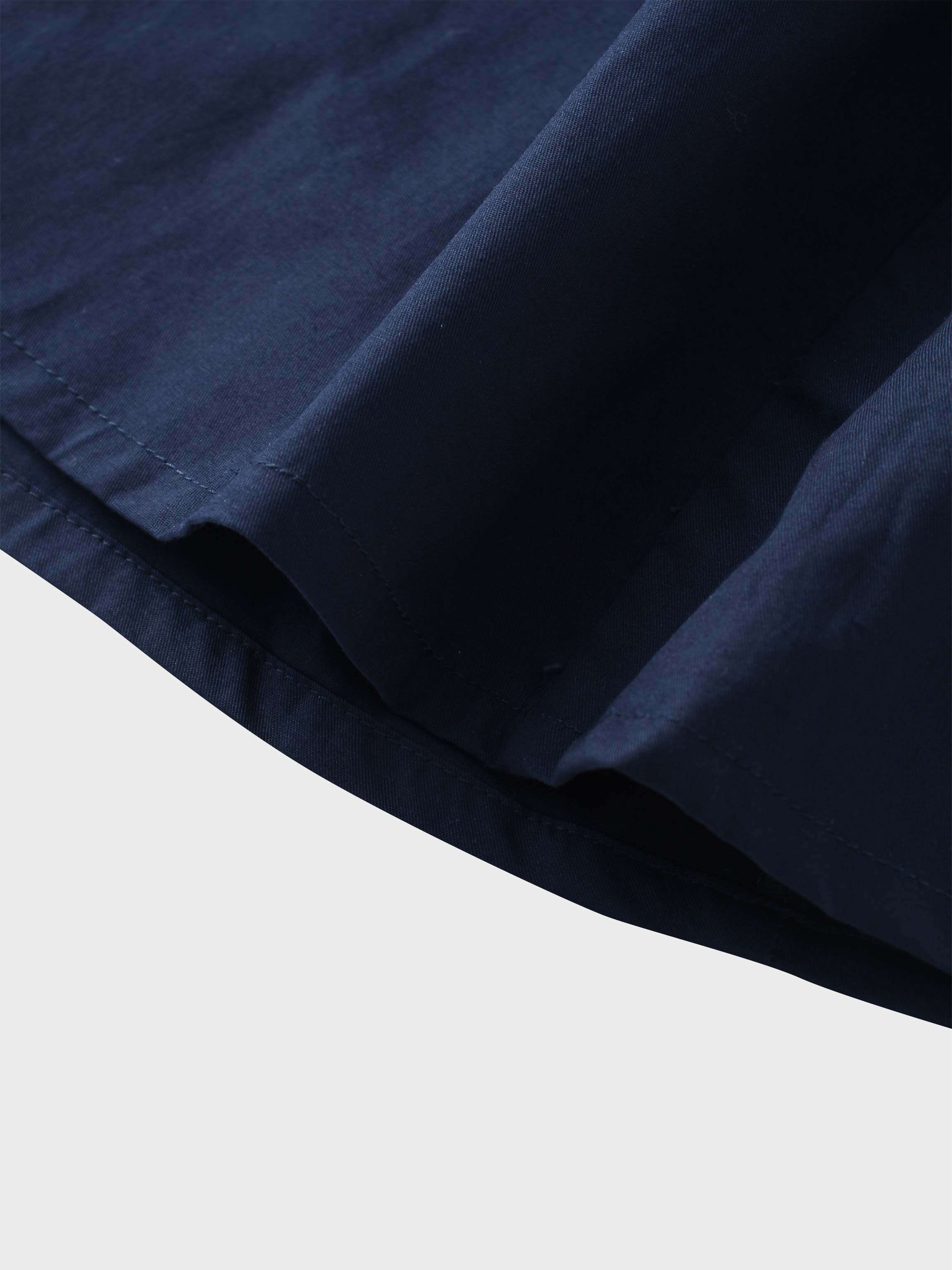 Stitch Down Cotton Pleated Skirt-Navy