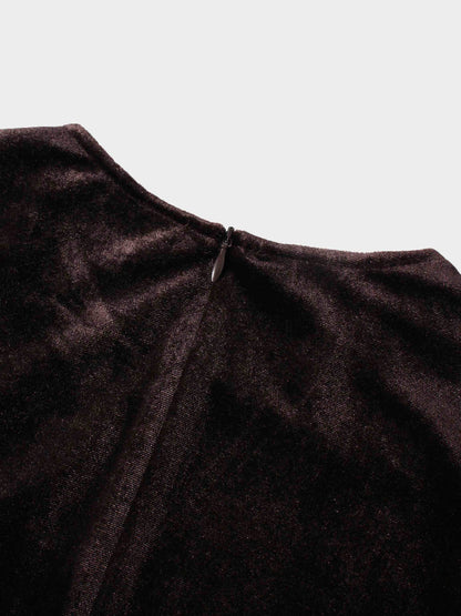 Velour Empire Waist Maxi Dress-Brown