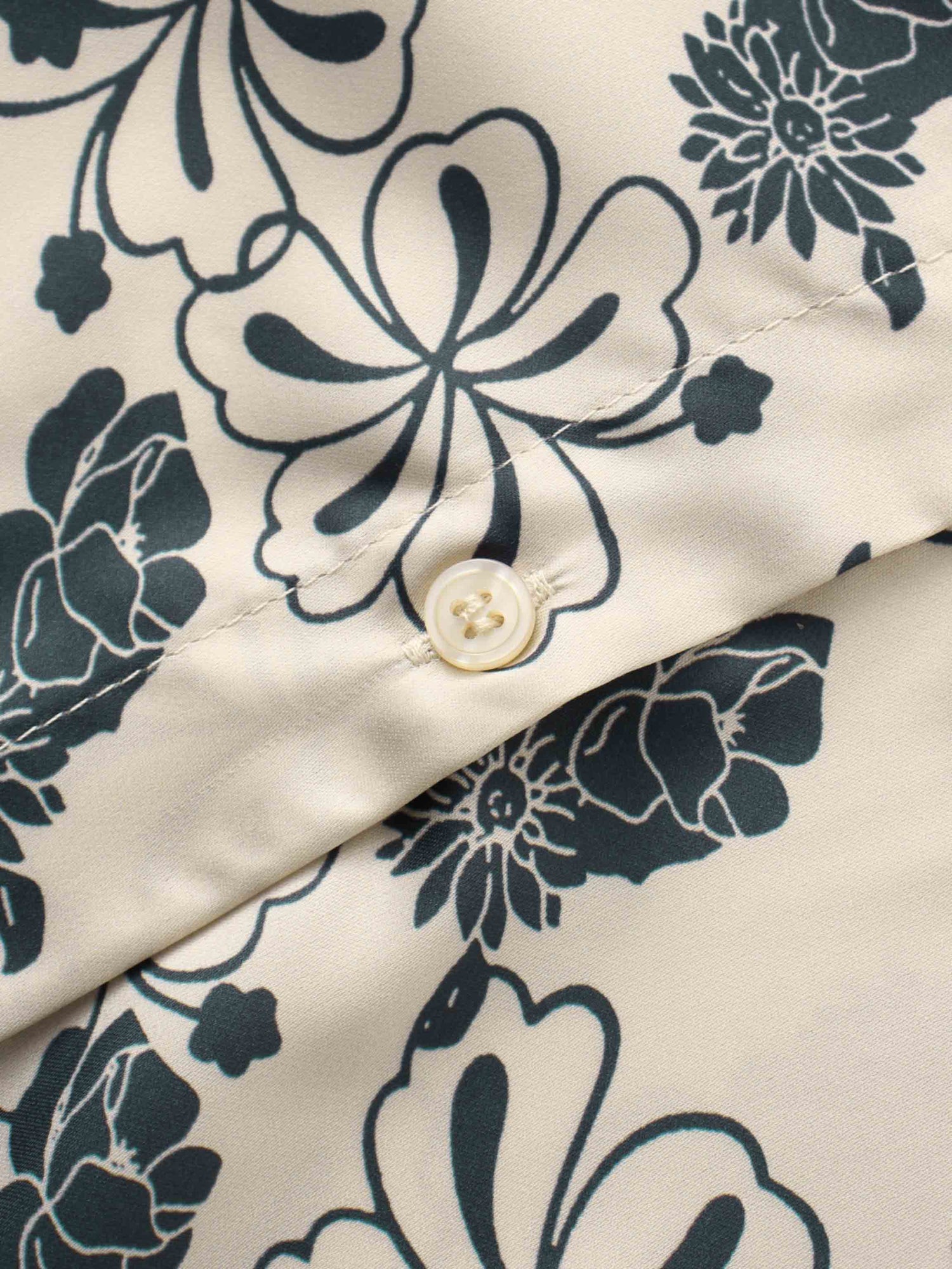 Oversized Faux Satin Blouse-Navy/Taupe Floral