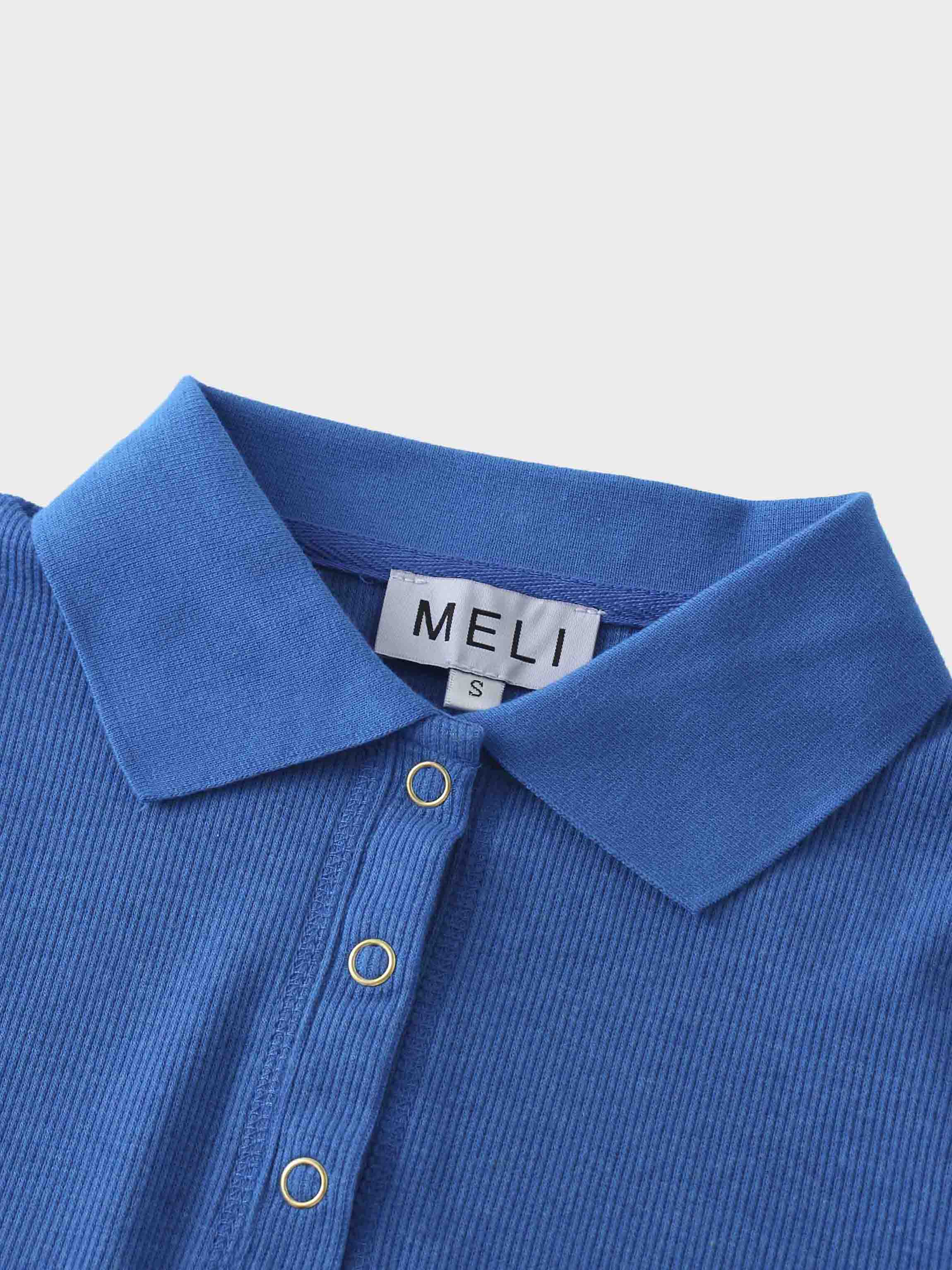 Ribbed Collar T-Shirt-Cobalt Blue