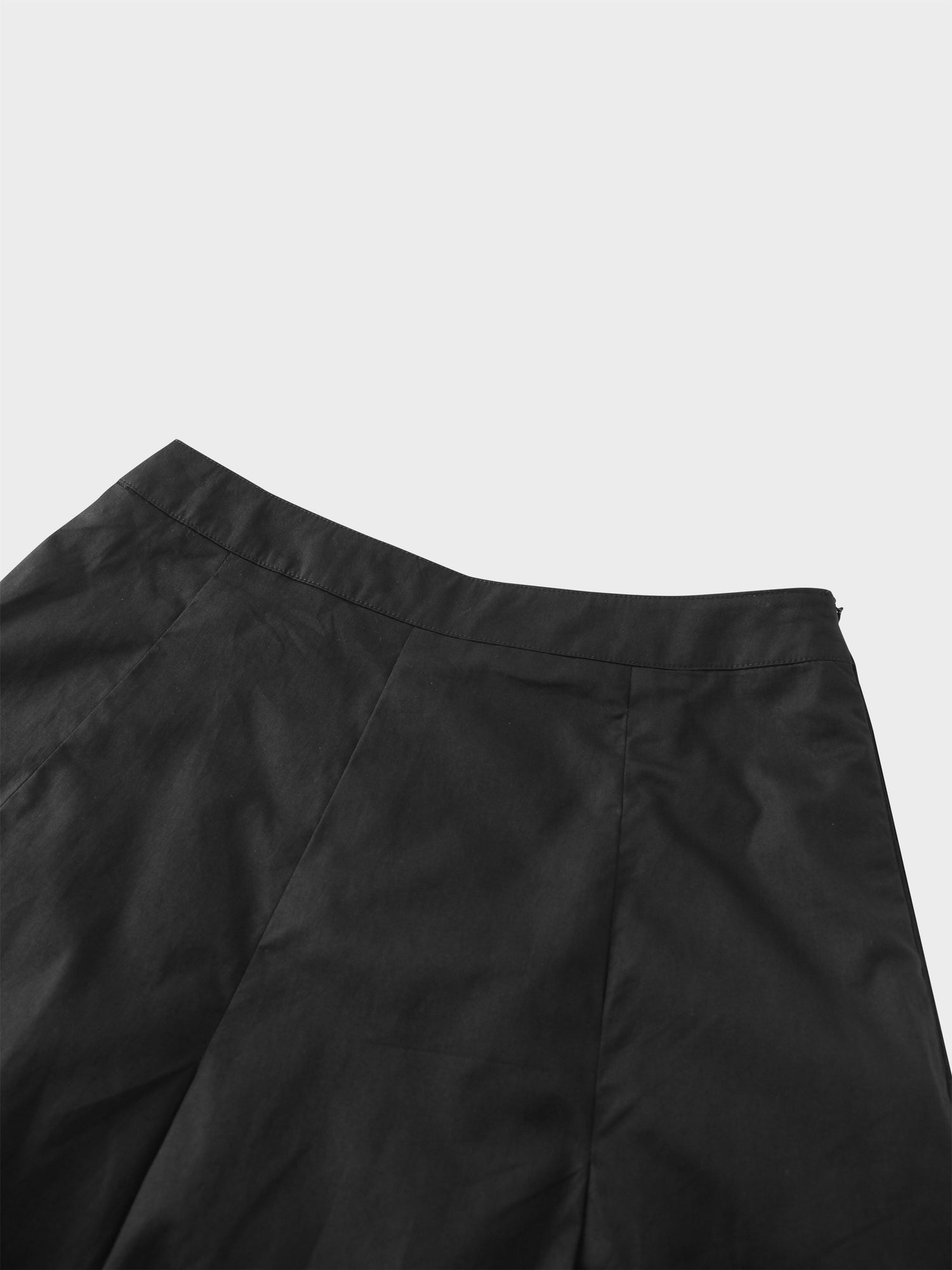 Stitch Down Cotton Pleated Skirt-Black