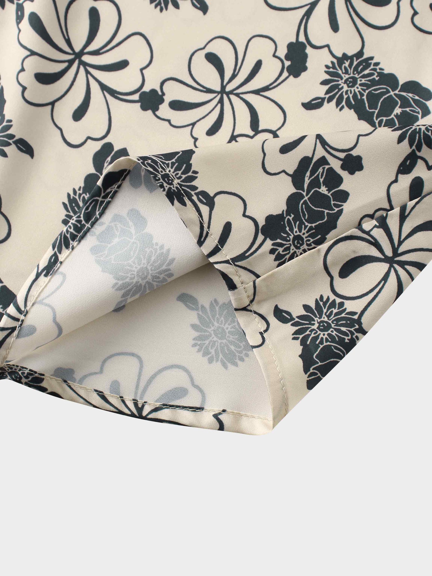 Oversized Faux Satin Blouse-Navy/Taupe Floral