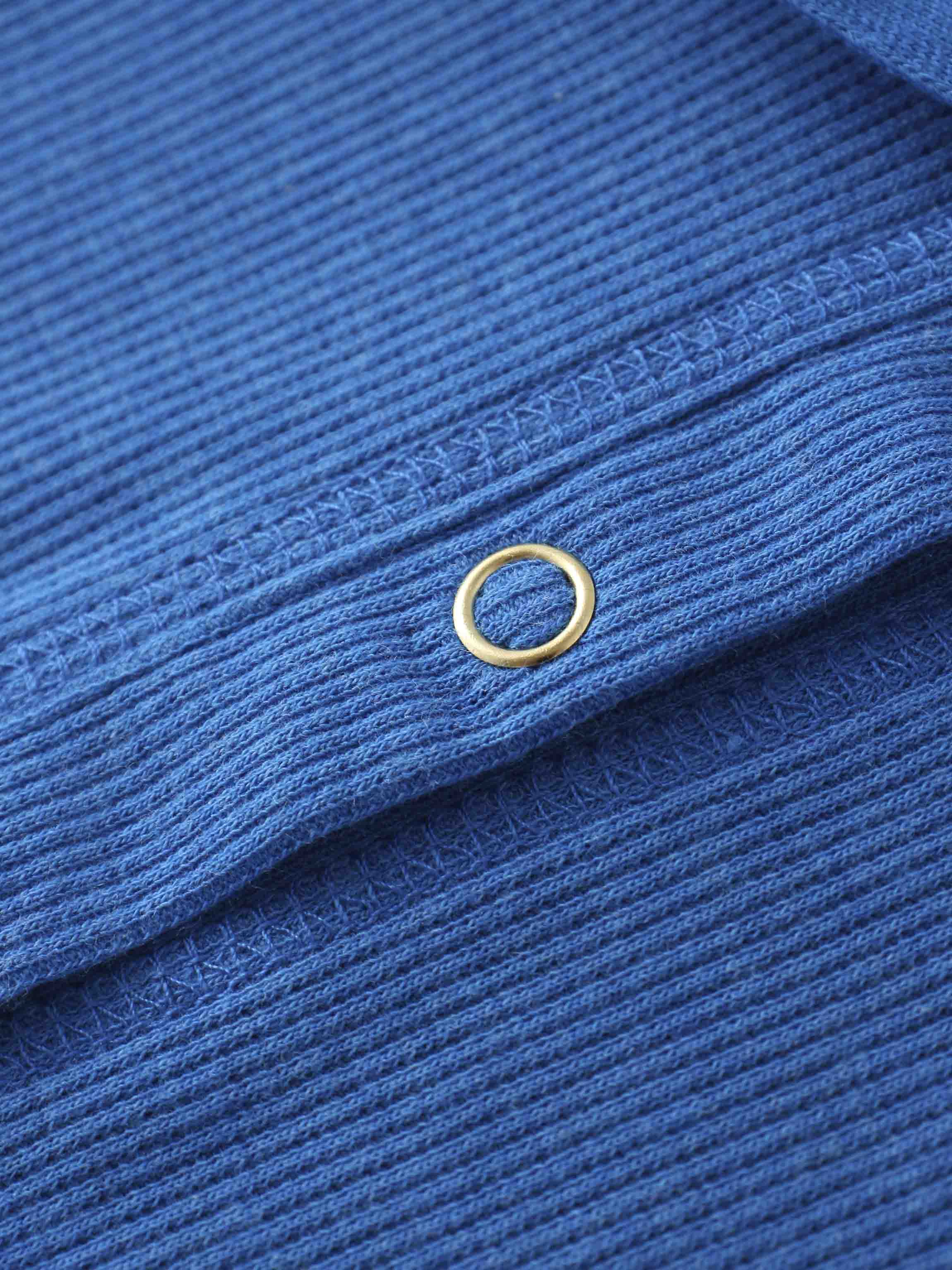 Ribbed Collar T-Shirt-Cobalt Blue