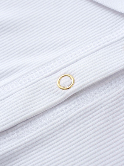 Ribbed Collar T-Shirt-White