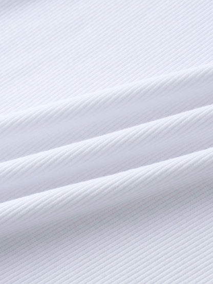 Ribbed Collar T-Shirt-White