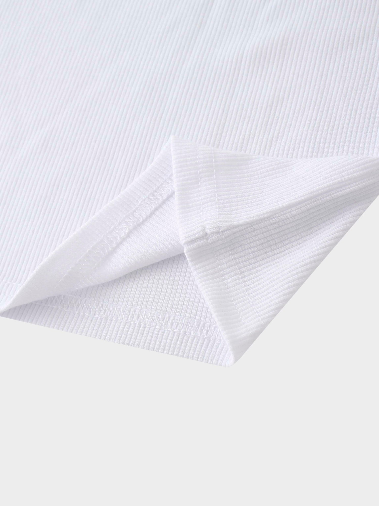 Ribbed Collar T-Shirt-White