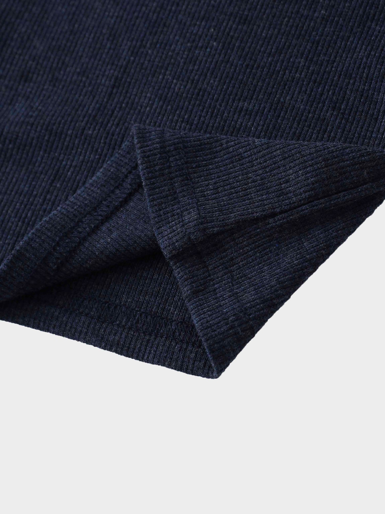 Ribbed Collar T-Shirt-Dark Blue