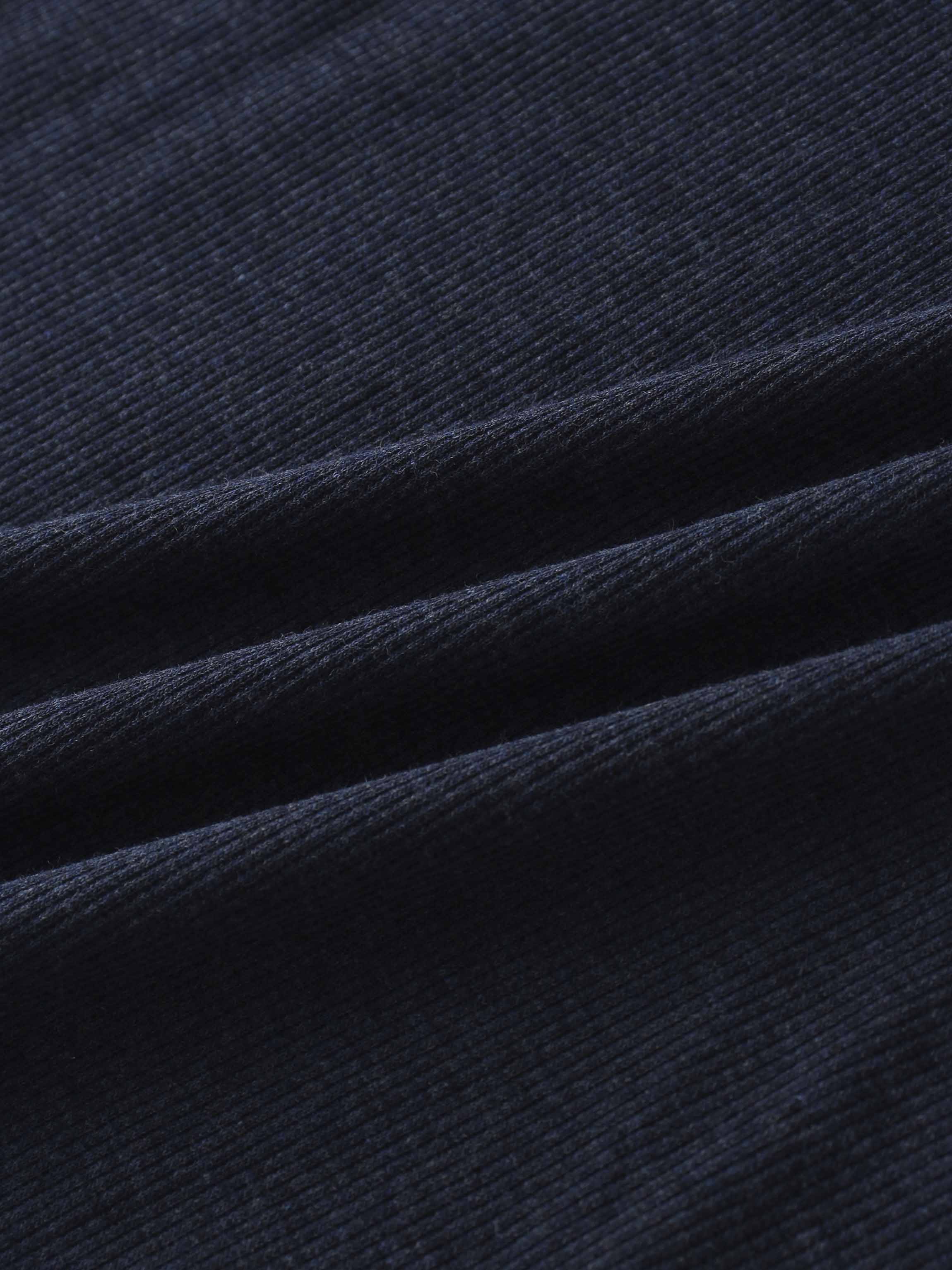 Ribbed Collar T-Shirt-Dark Blue