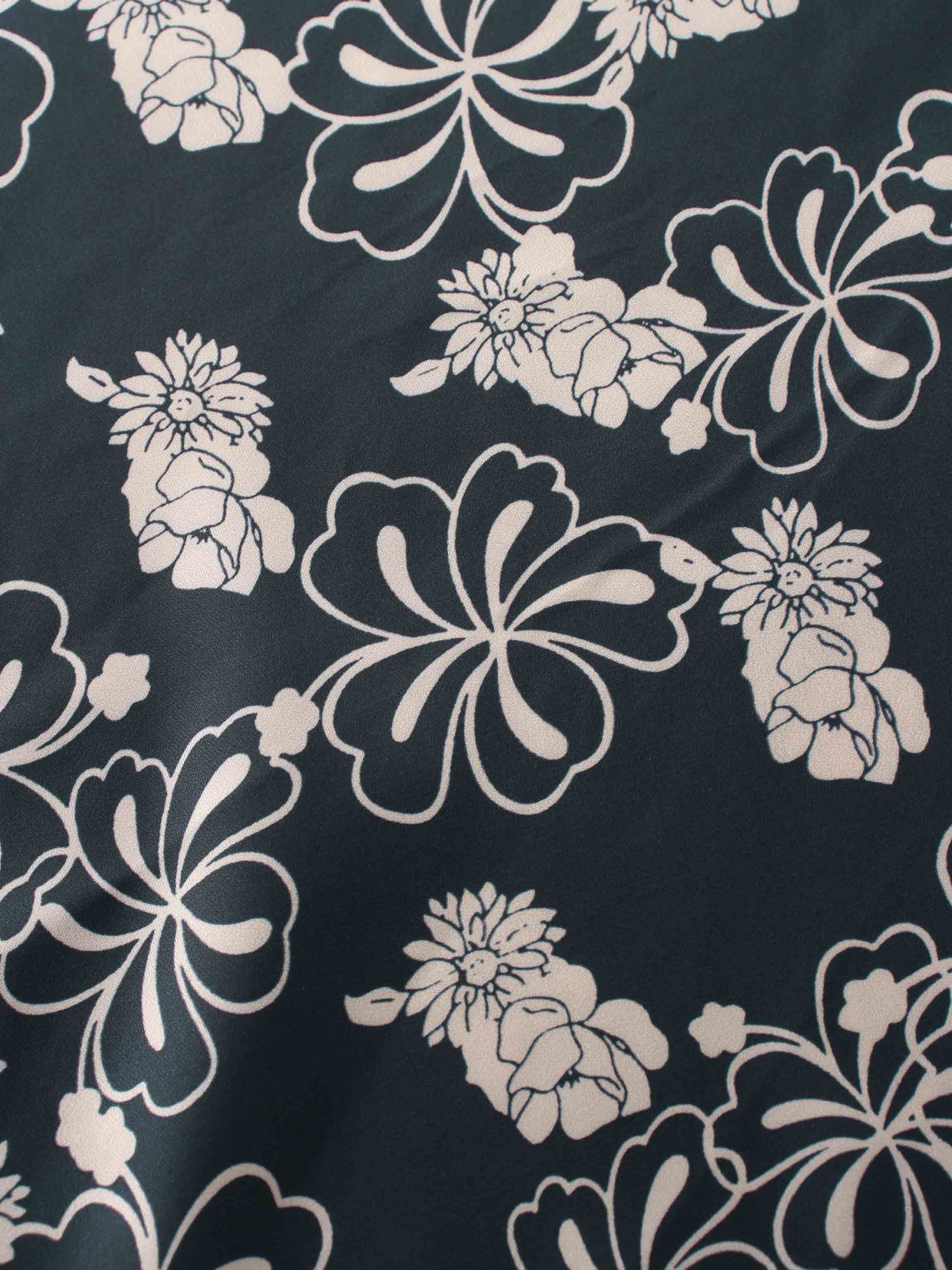 Printed Faux Satin Slip Skirt-Navy/Taupe Floral