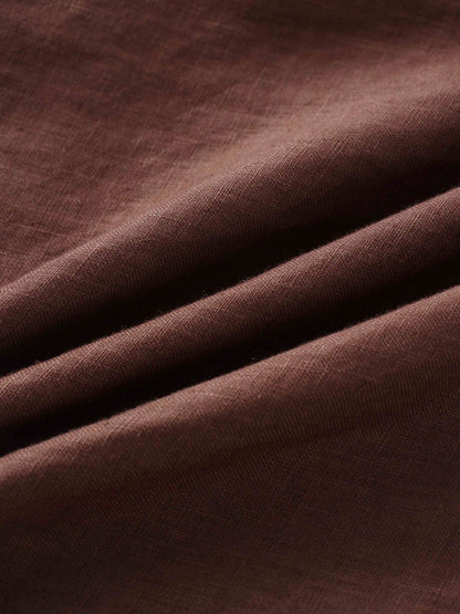Linen A-Line Slip Dress-Brown