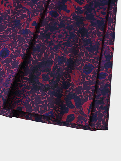 Printed Box Pleat Skirt-Pink Floral