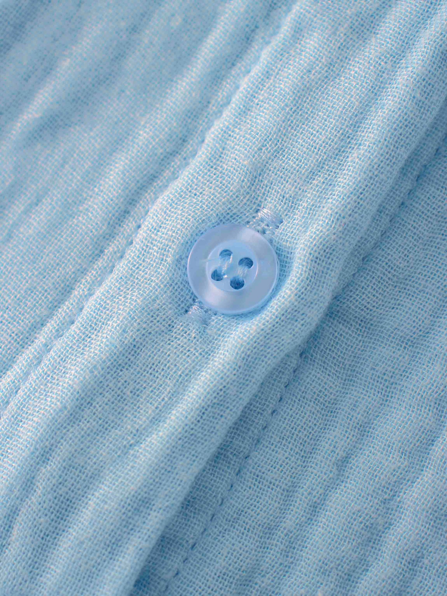 Gauze Button Down Blouse-Light Blue