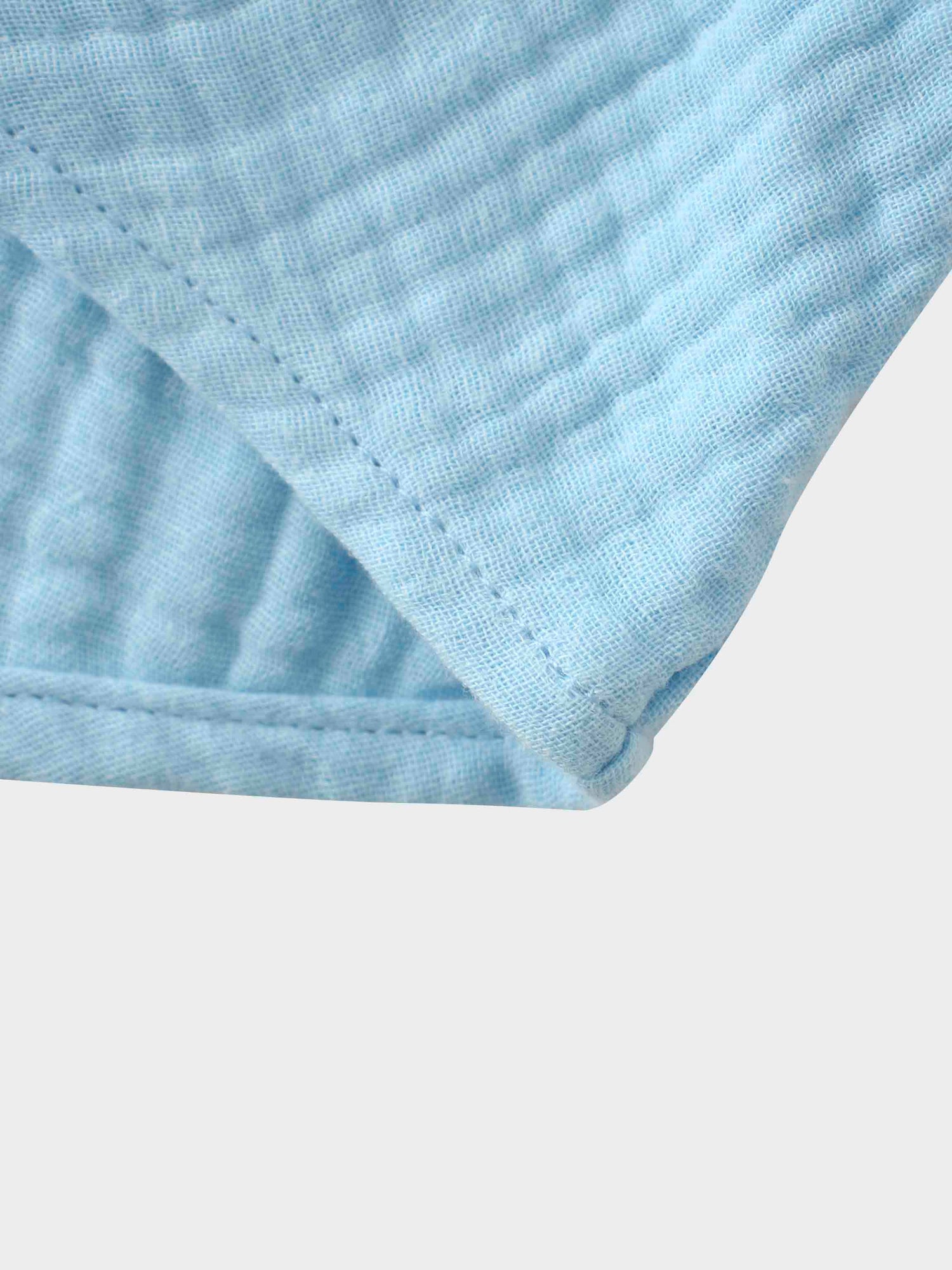 Gauze Button Down Blouse-Light Blue