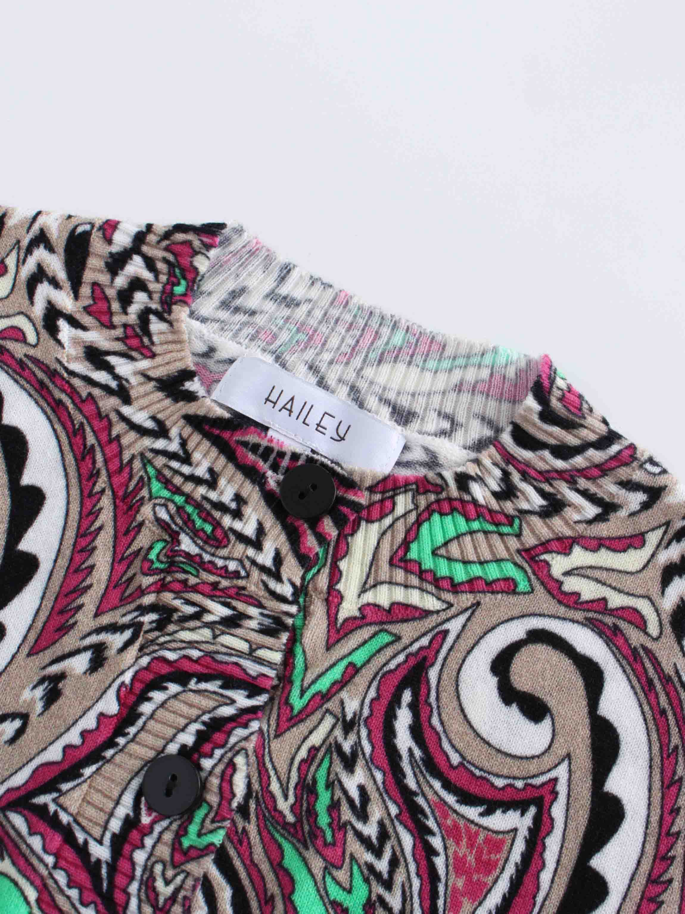 Printed Cardigan-Fuchsia Paisley