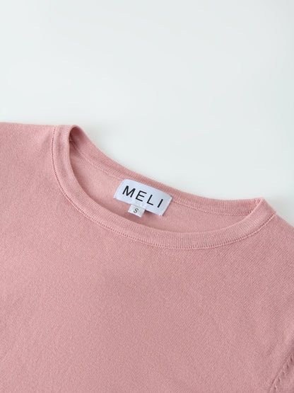 Thin Knit Crew Sweater-Pink