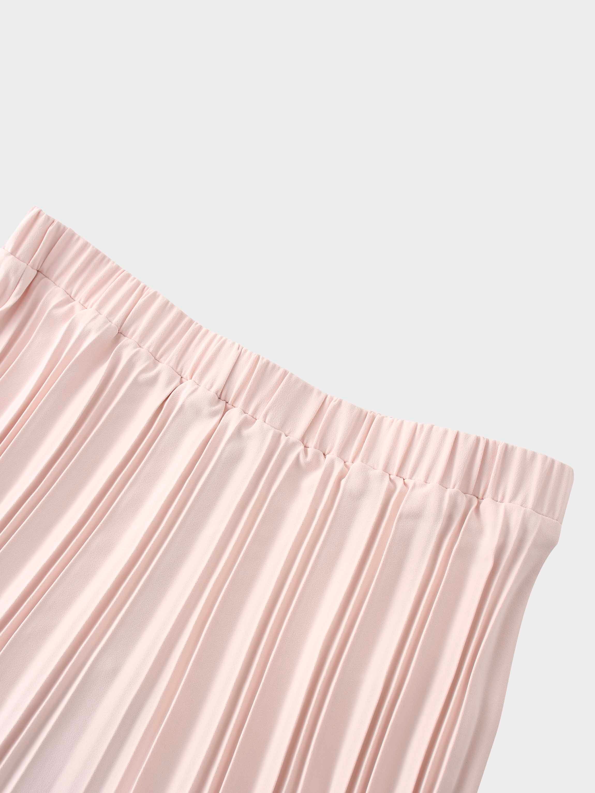 Crepe Pleated Maxi Skirt-Pink
