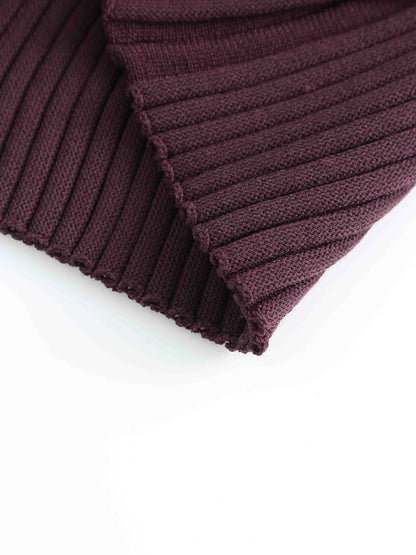 Balloon Sleeve Sweater-Maroon/Pink