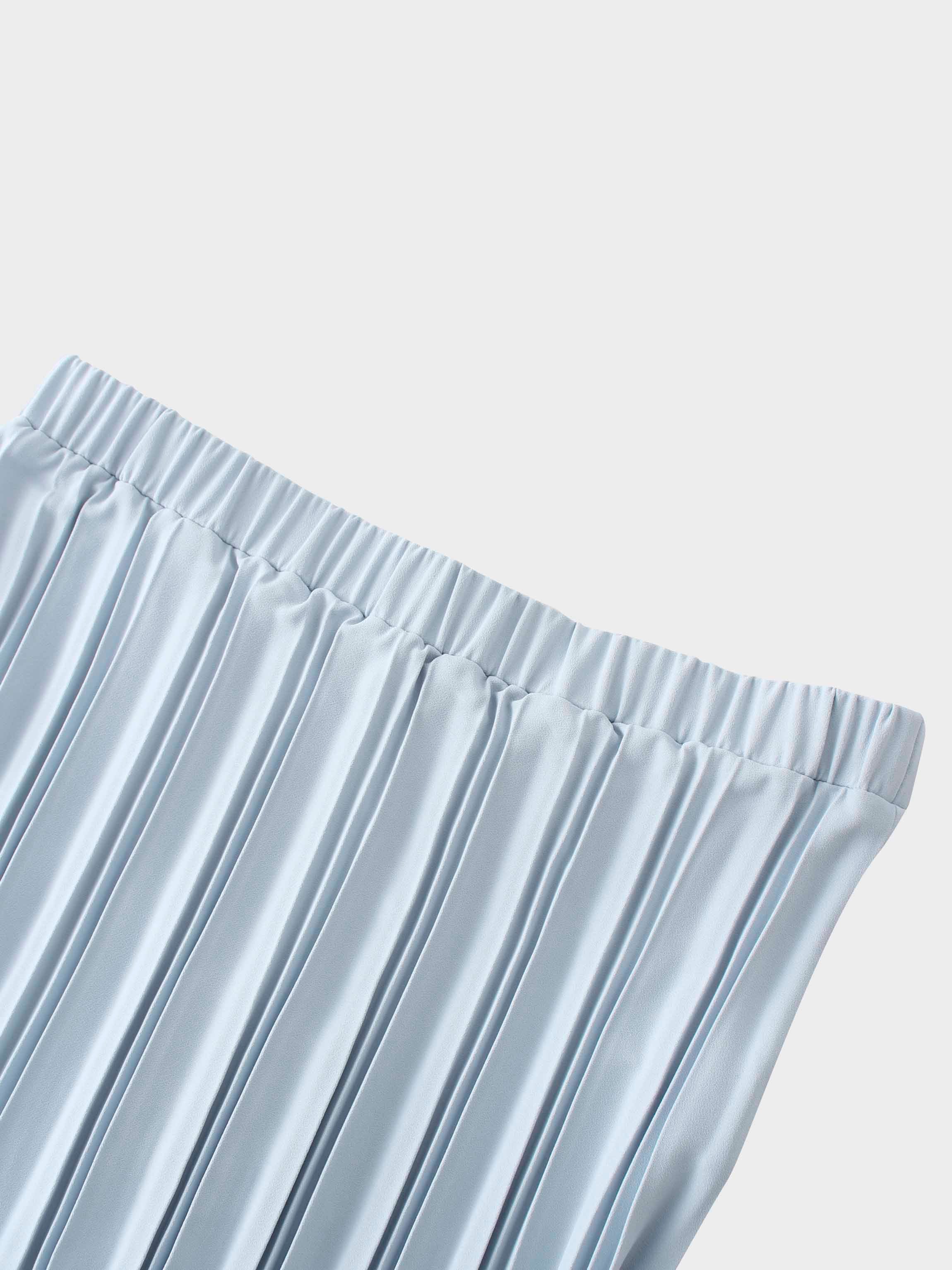 Crepe Pleated Maxi Skirt-Light Blue