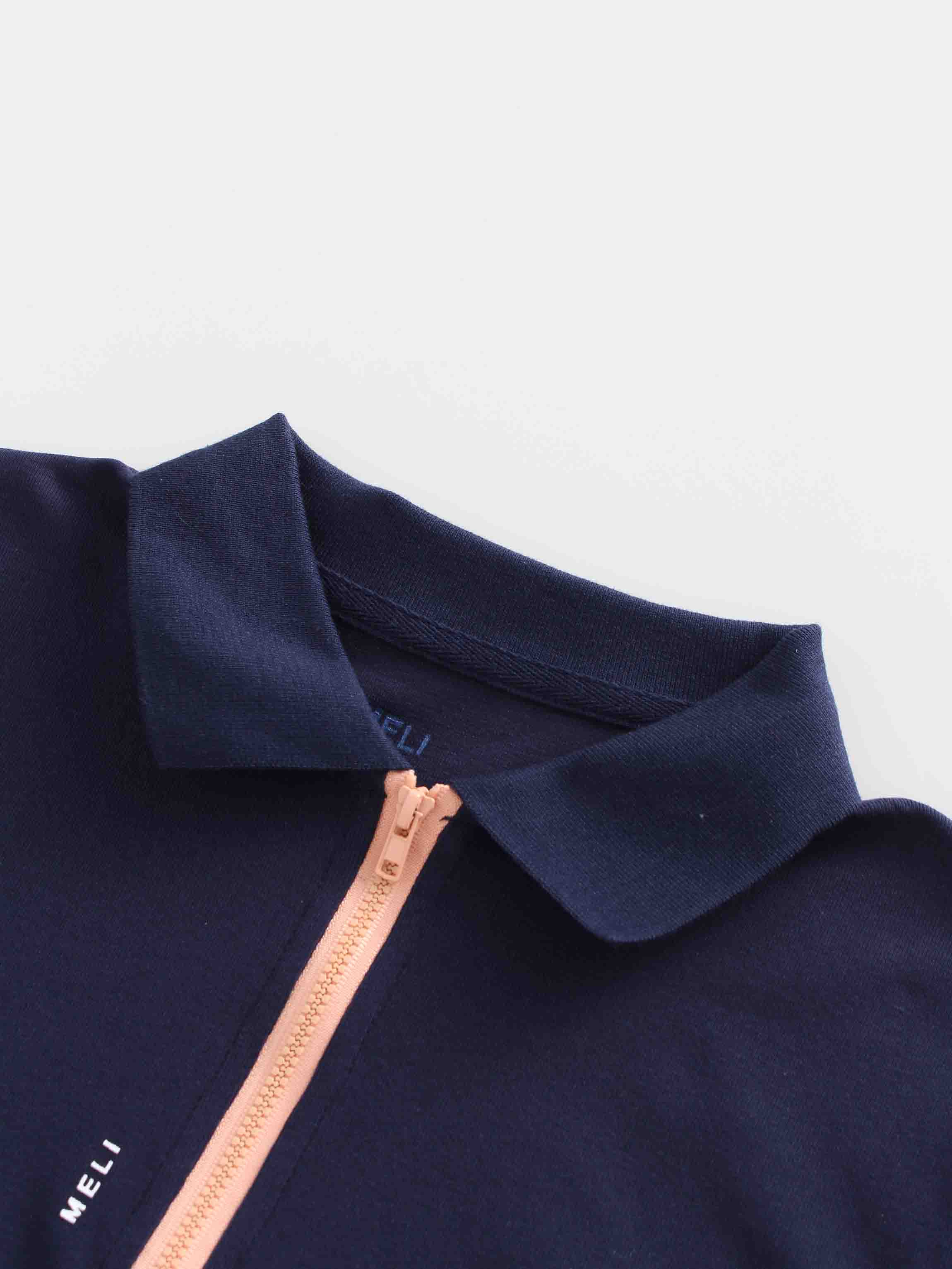 COLORED ZIPPER TEE-NAVY/PEACH