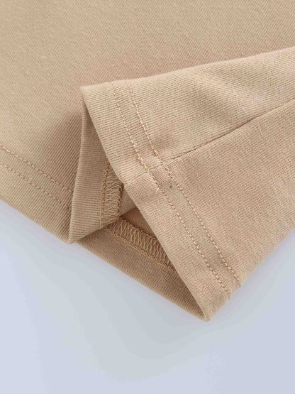 COLORED ZIPPER TEE-TAN/NAVY