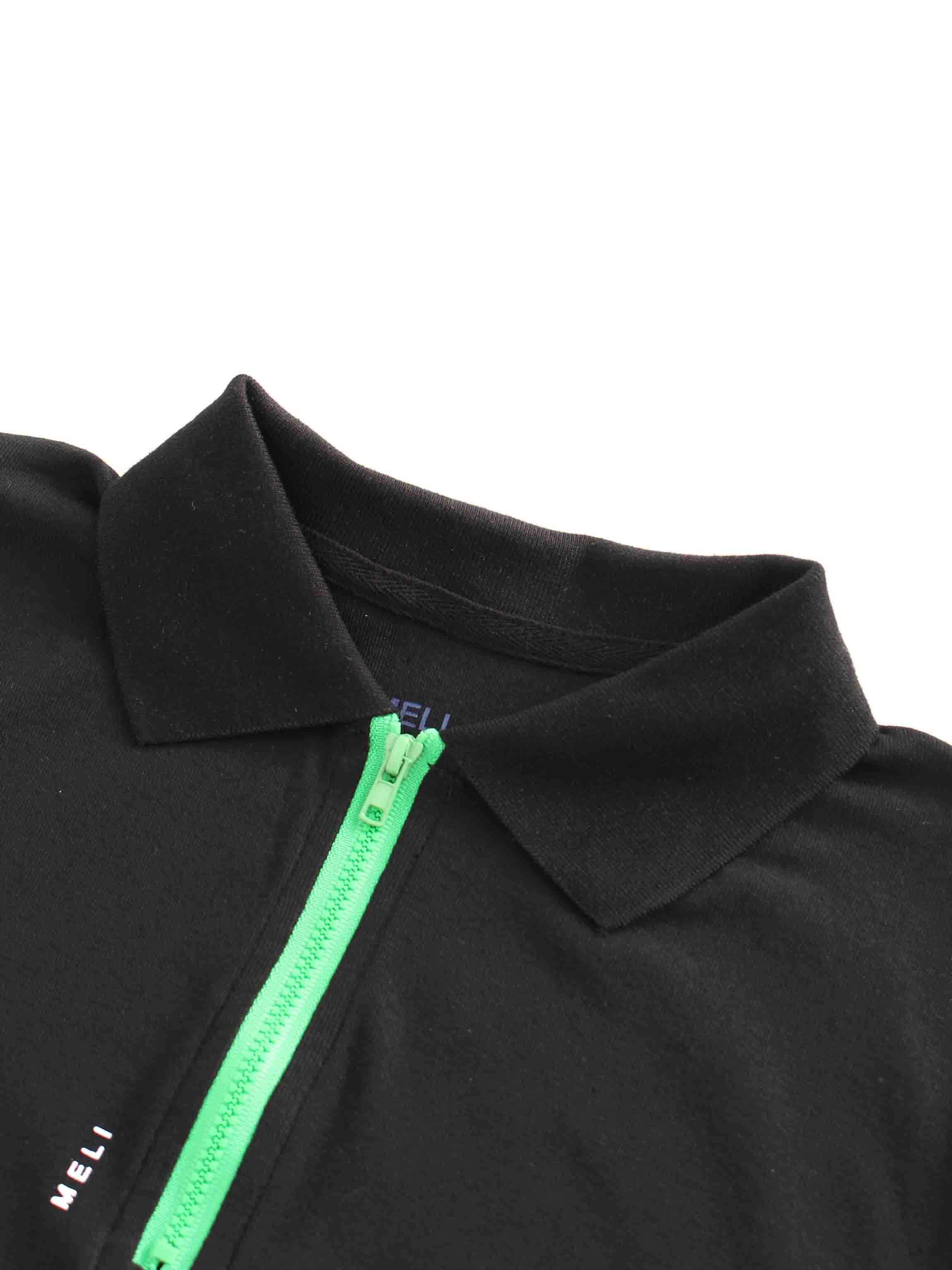 COLORED ZIPPER TEE-BLACK/KELLY GREEN