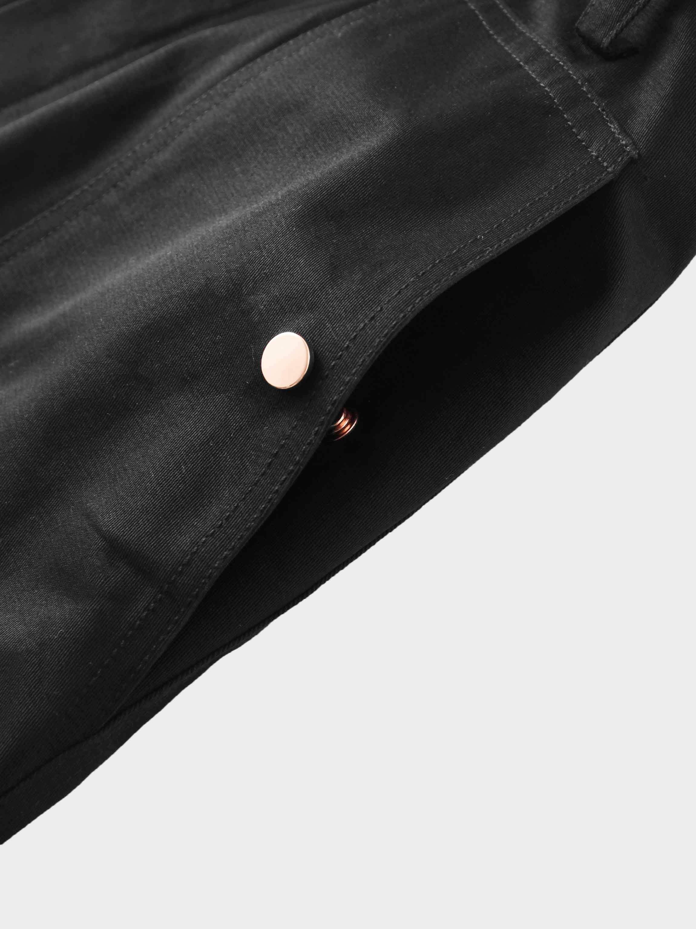 Belted Cotton Cargo Skirt-Black