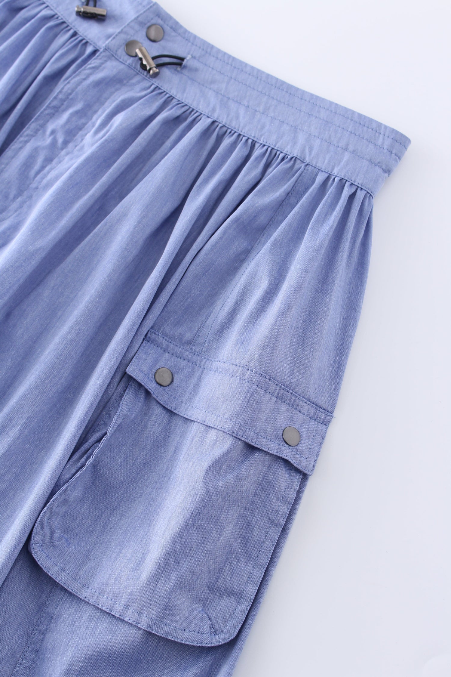 Waist Pull Skirt-Chambray Blue