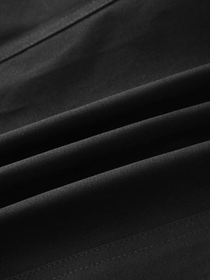 Belted Cotton Cargo Skirt-Black